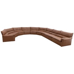 Saporiti Brown Leather Sectional Sofa, Italy, 1960s