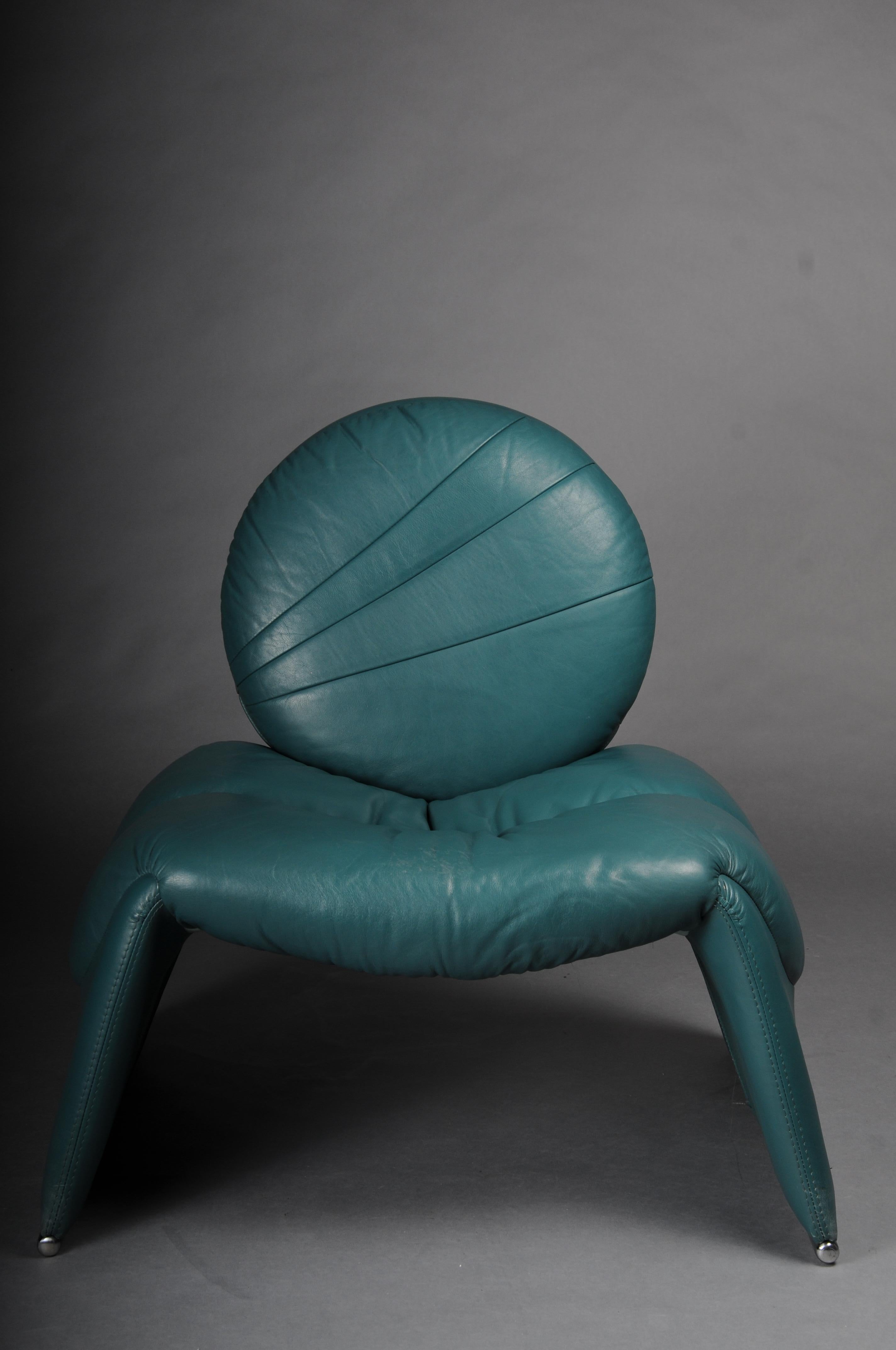 Italiano Saporiti C35 Calypso-Leder-Loungesessel von Vittorio Introini in vendita