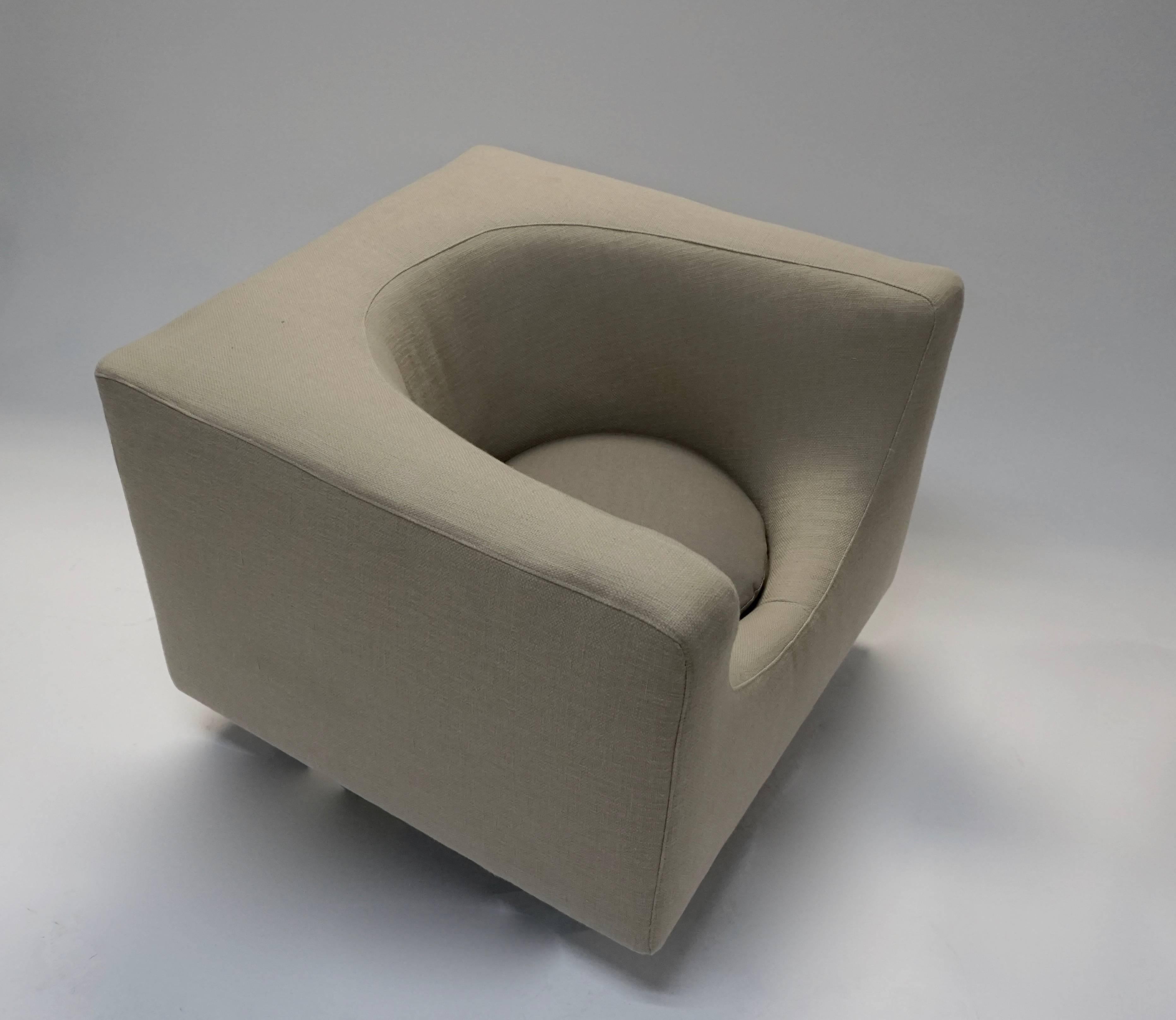 Modern Saporiti Chair and Ottoman For Sale