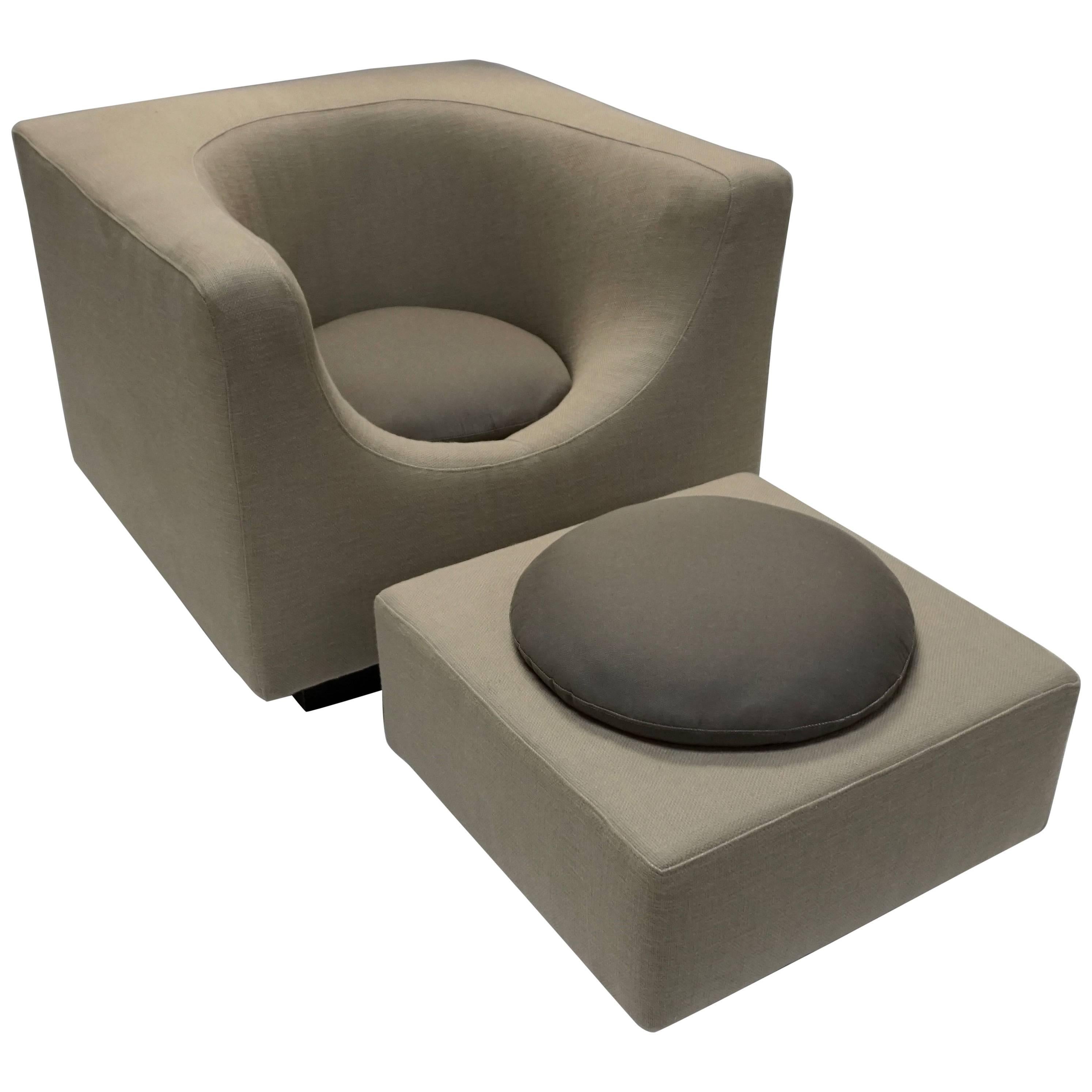 Saporiti Chair and Ottoman For Sale