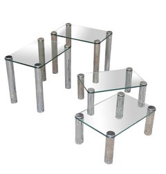 Saporiti Chrome Etagere with Glass Shelves, Italy 1960s