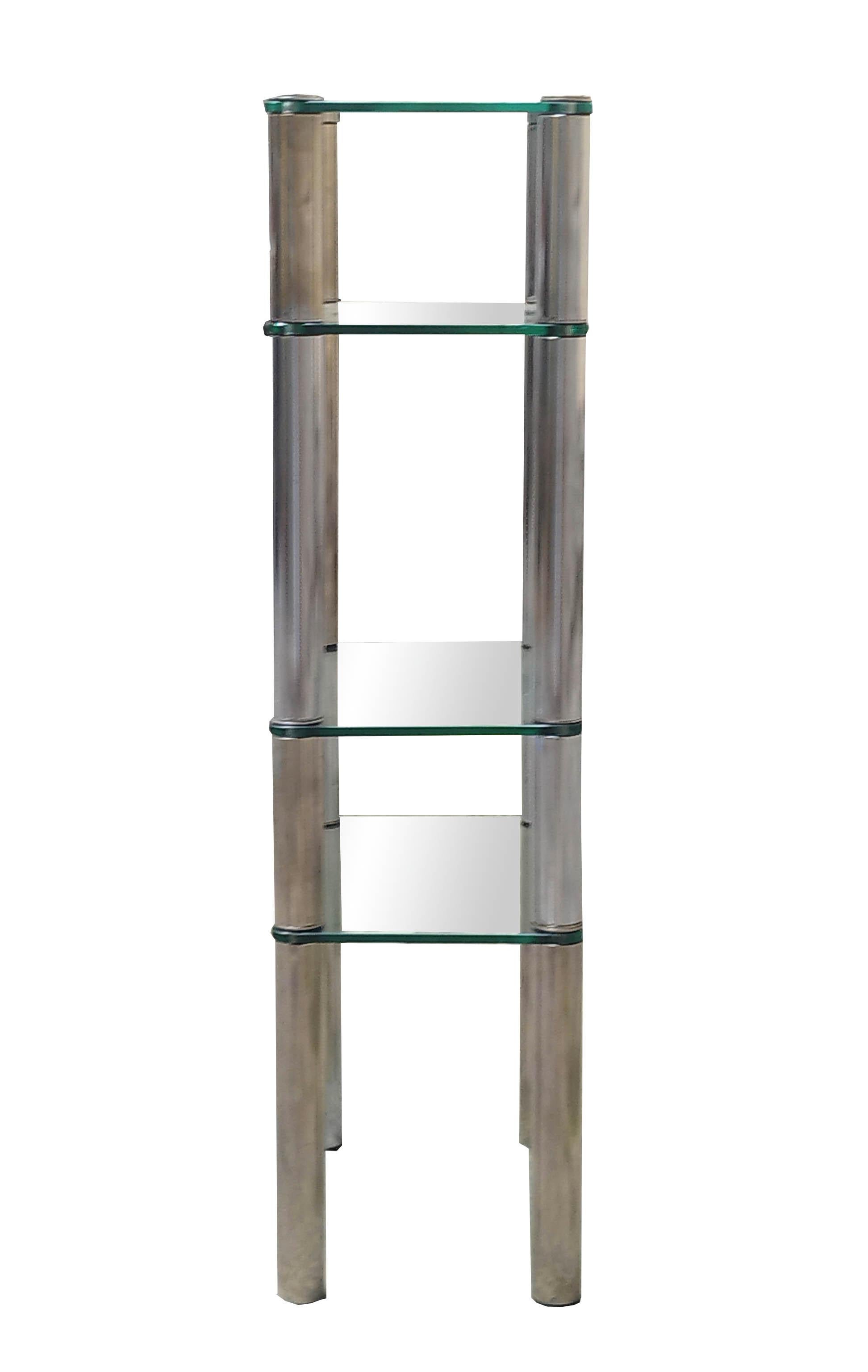 Saporiti Chrome Etagere with Glass Shelves, Italy 1960s In Good Condition In Naples, IT