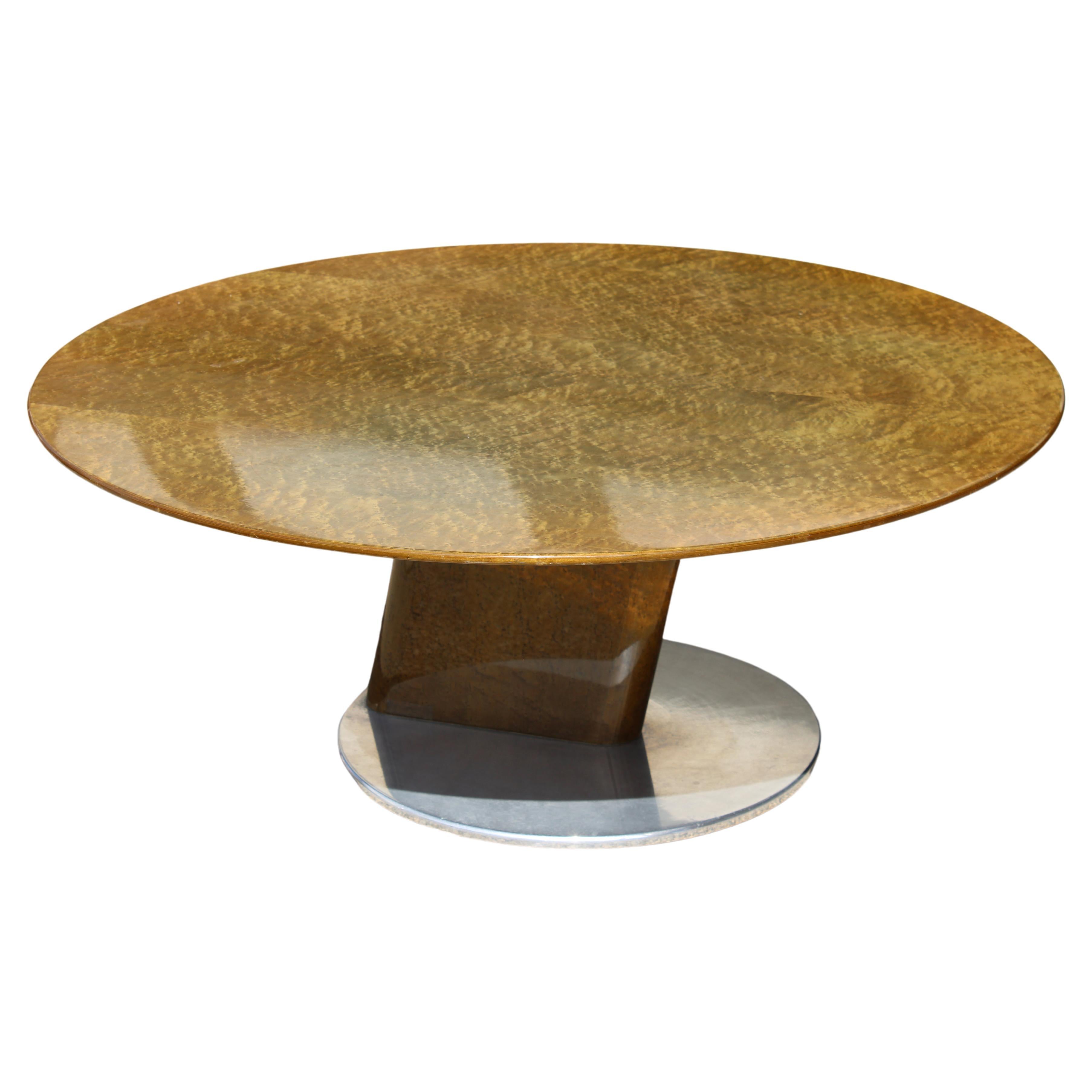 Saporiti Coffee Table with Lacquered Birdseye Maple For Sale