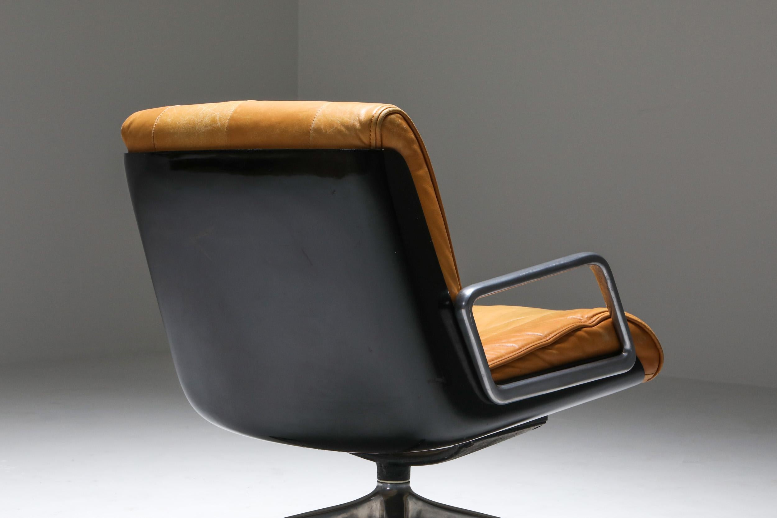 Saporiti Cognac Leather Lounge Chairs 1