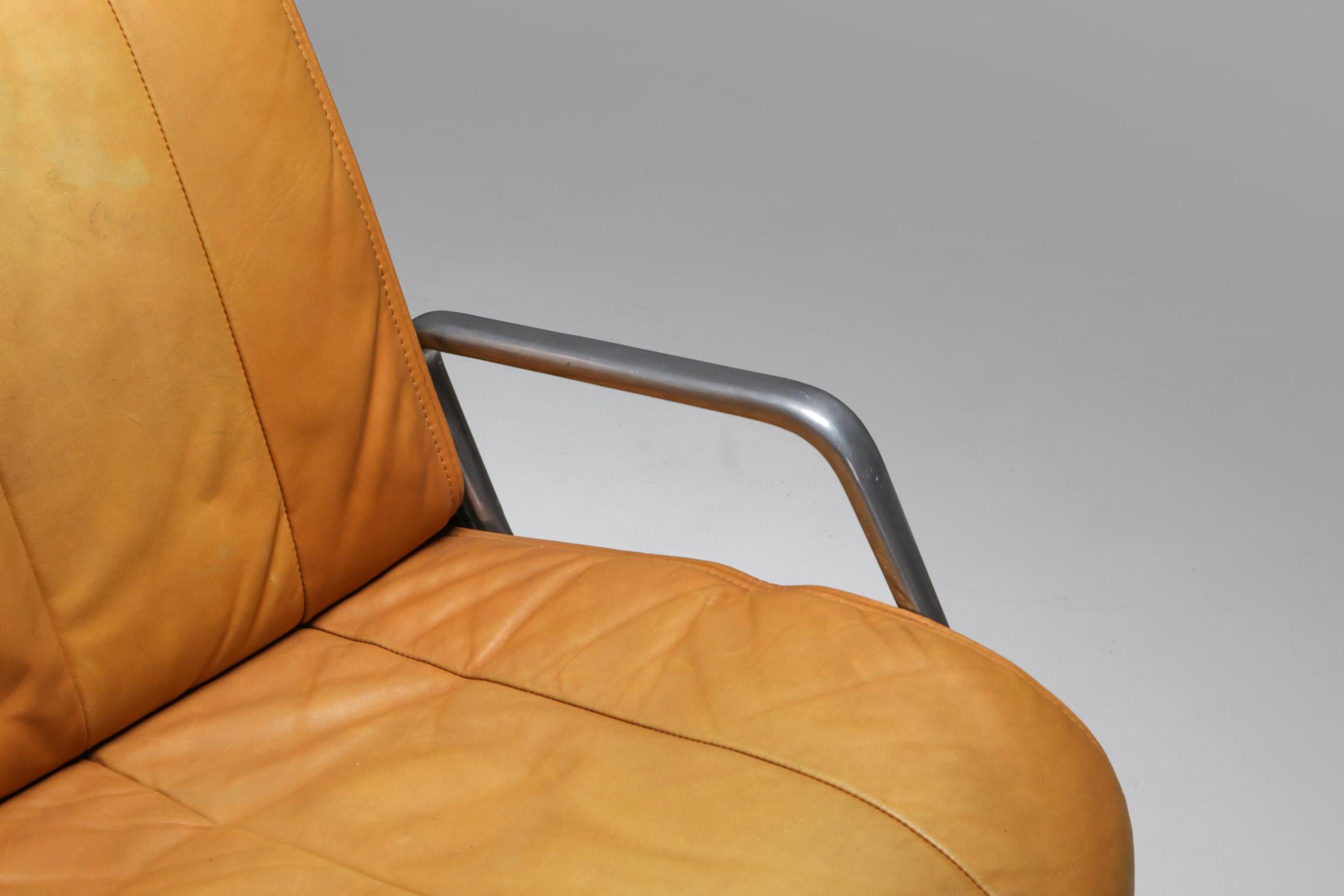 Saporiti Cognac Leather Lounge Chairs 2