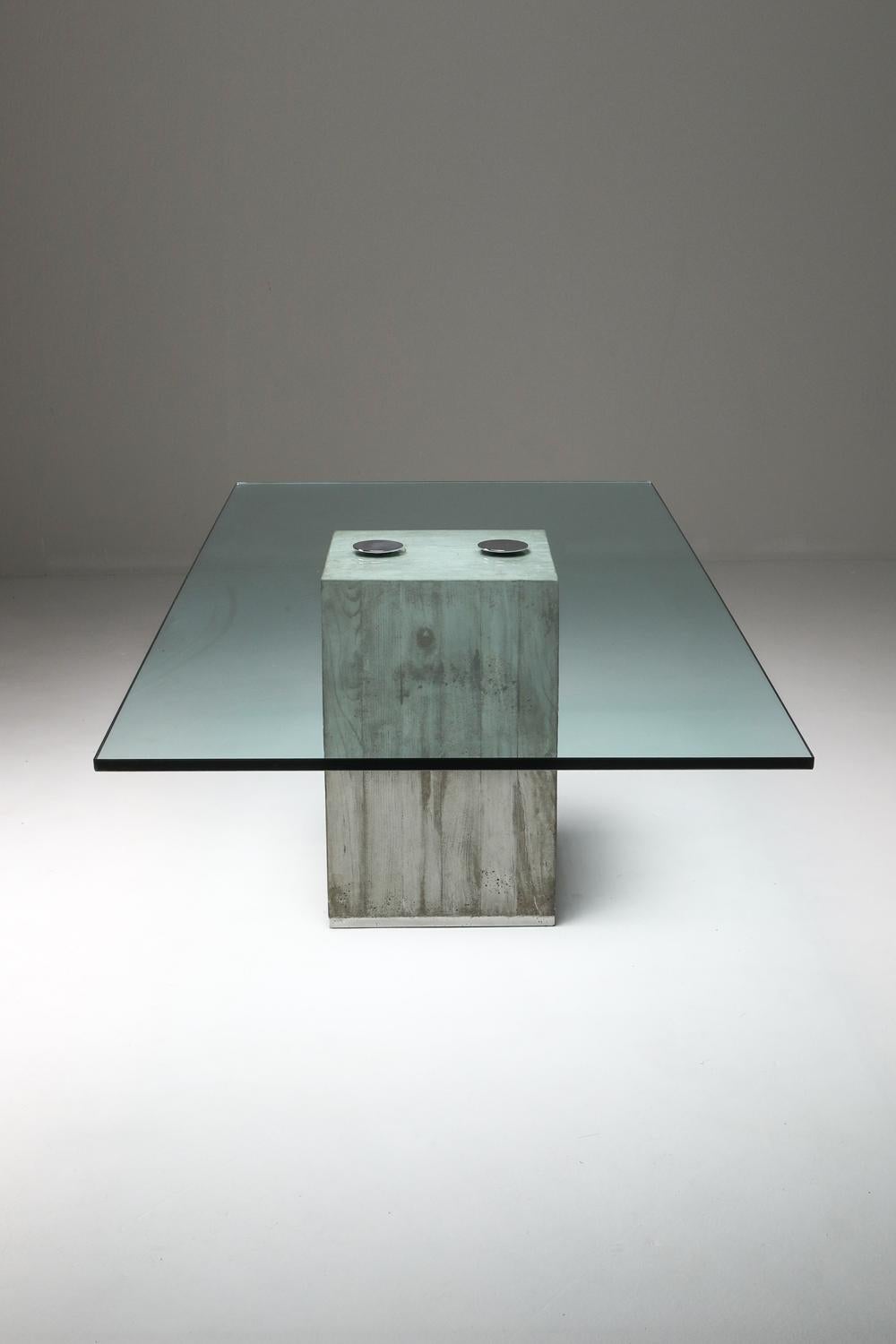 Saporiti Concrete and Glass Dining Table 4