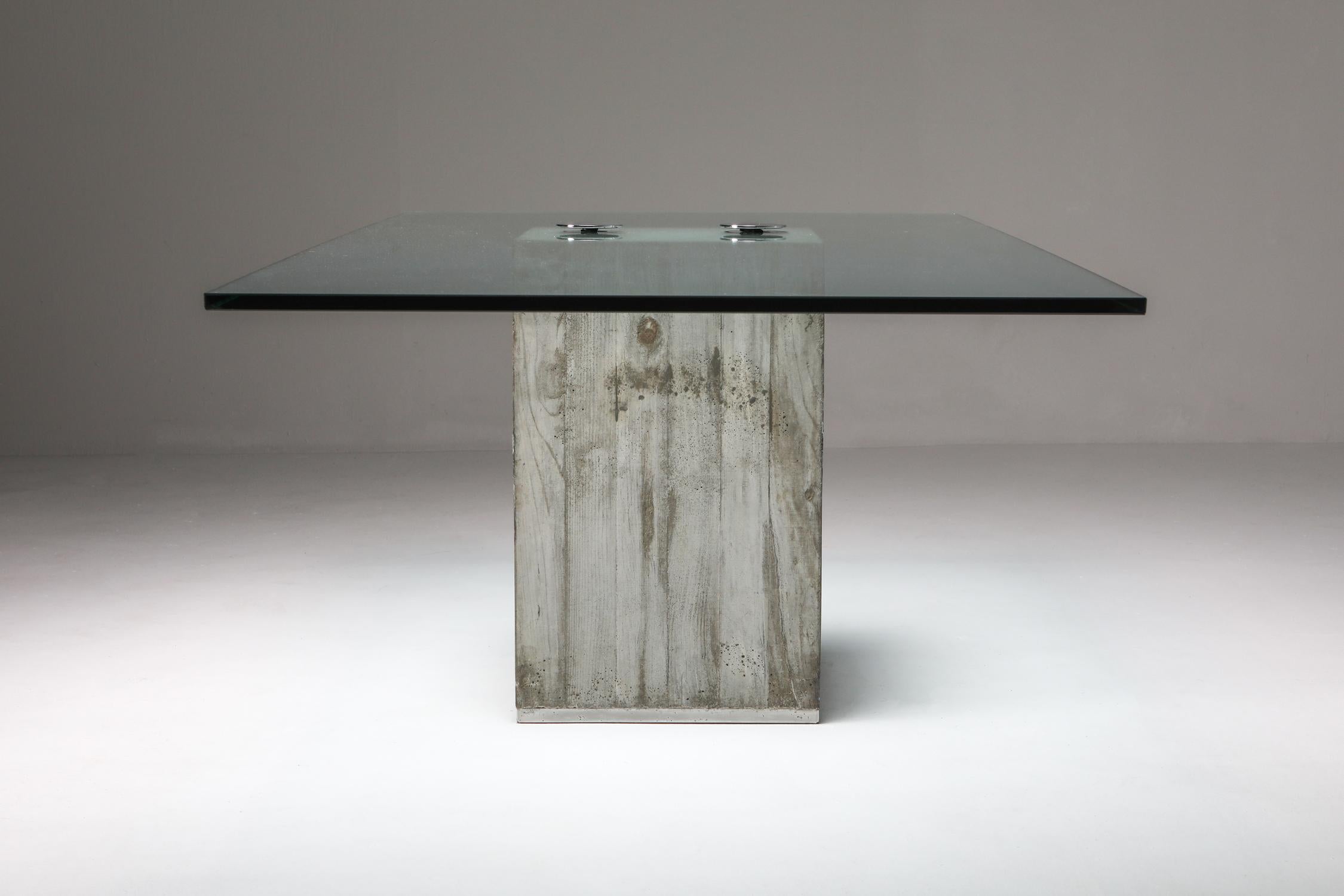 Late 20th Century Saporiti Concrete and Glass Dining Table