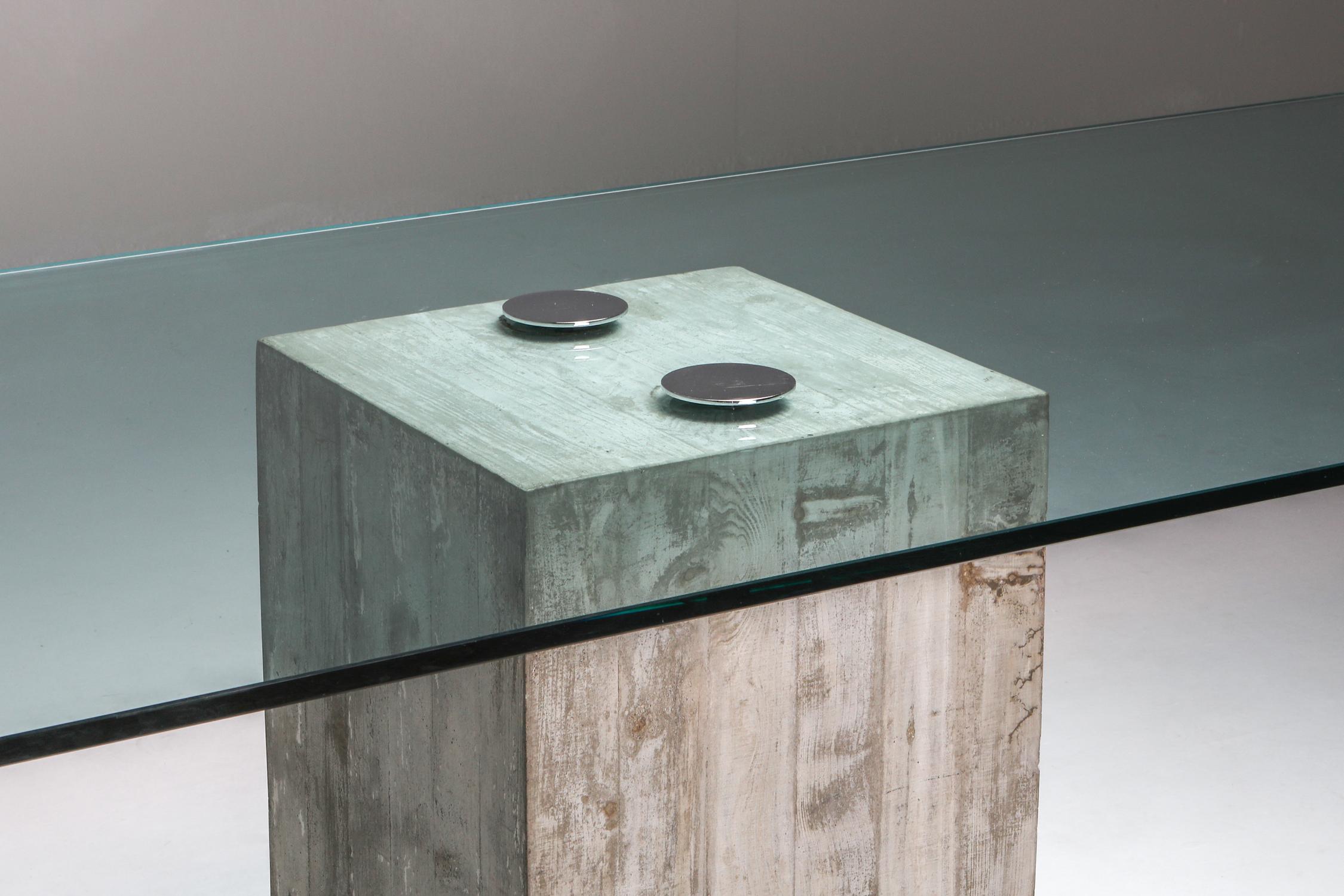 Saporiti Concrete and Glass Dining Table 3