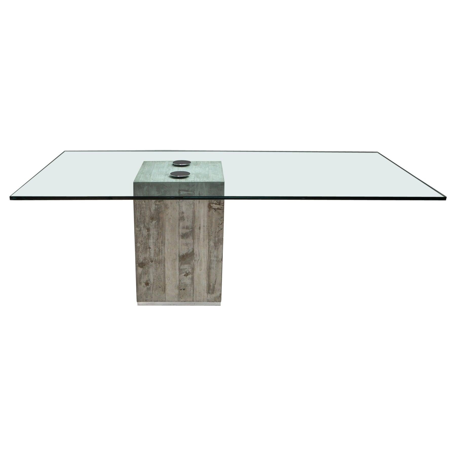 Saporiti Concrete and Glass Dining Table