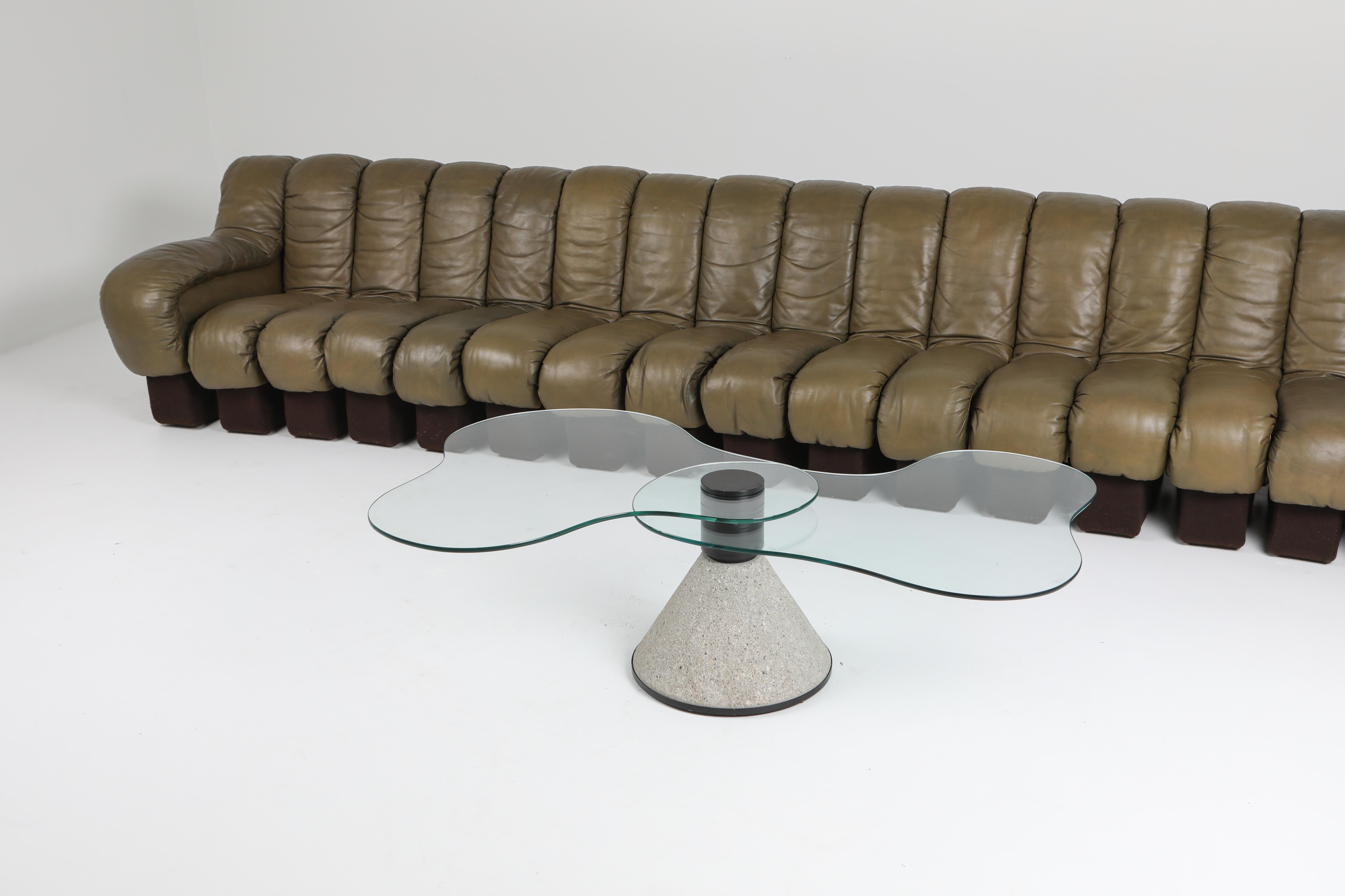 Saporiti Concrete and Glass Postmodern Coffee Table 6