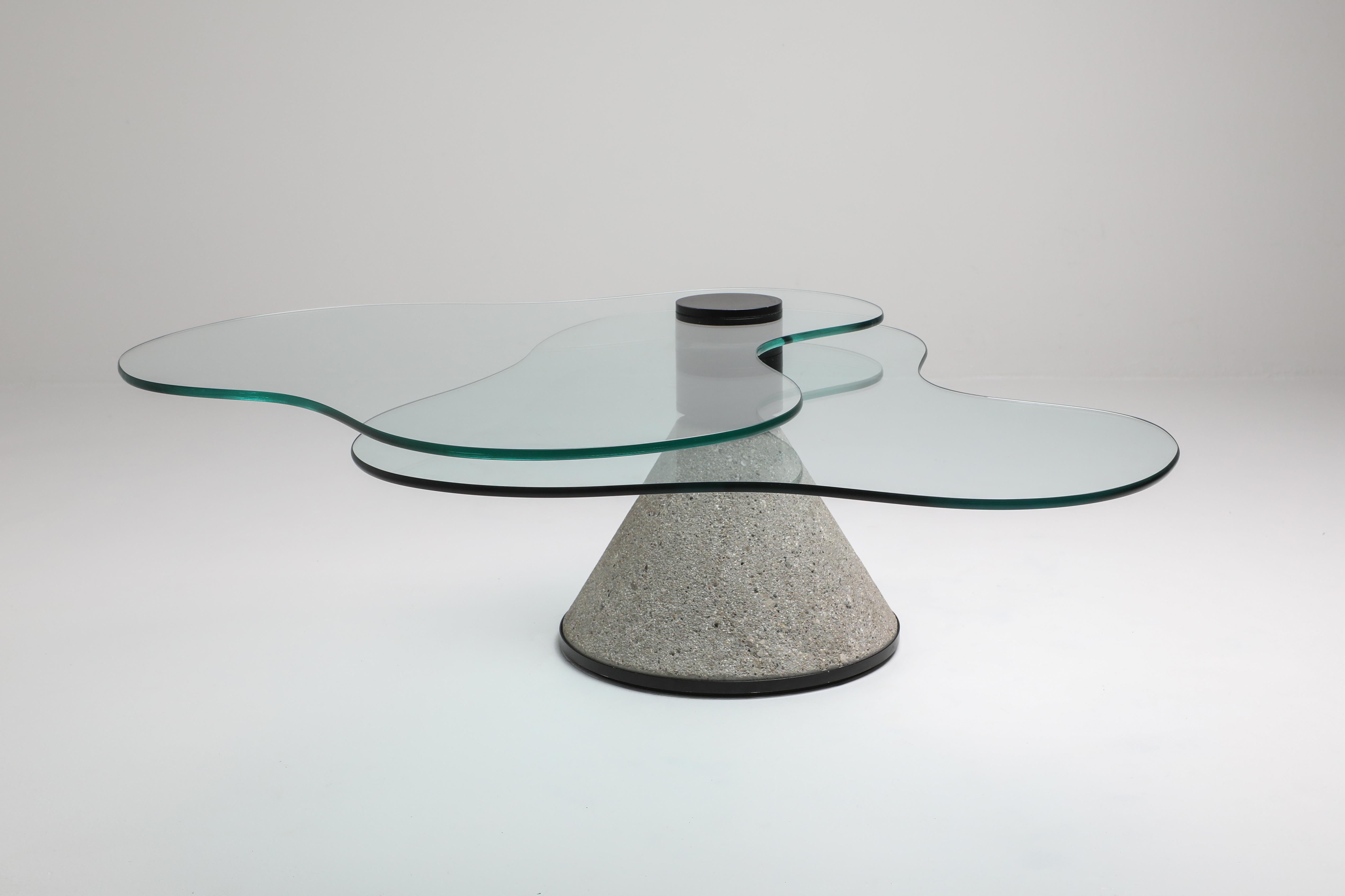 Saporiti Concrete and Glass Postmodern Coffee Table In Excellent Condition In Antwerp, BE