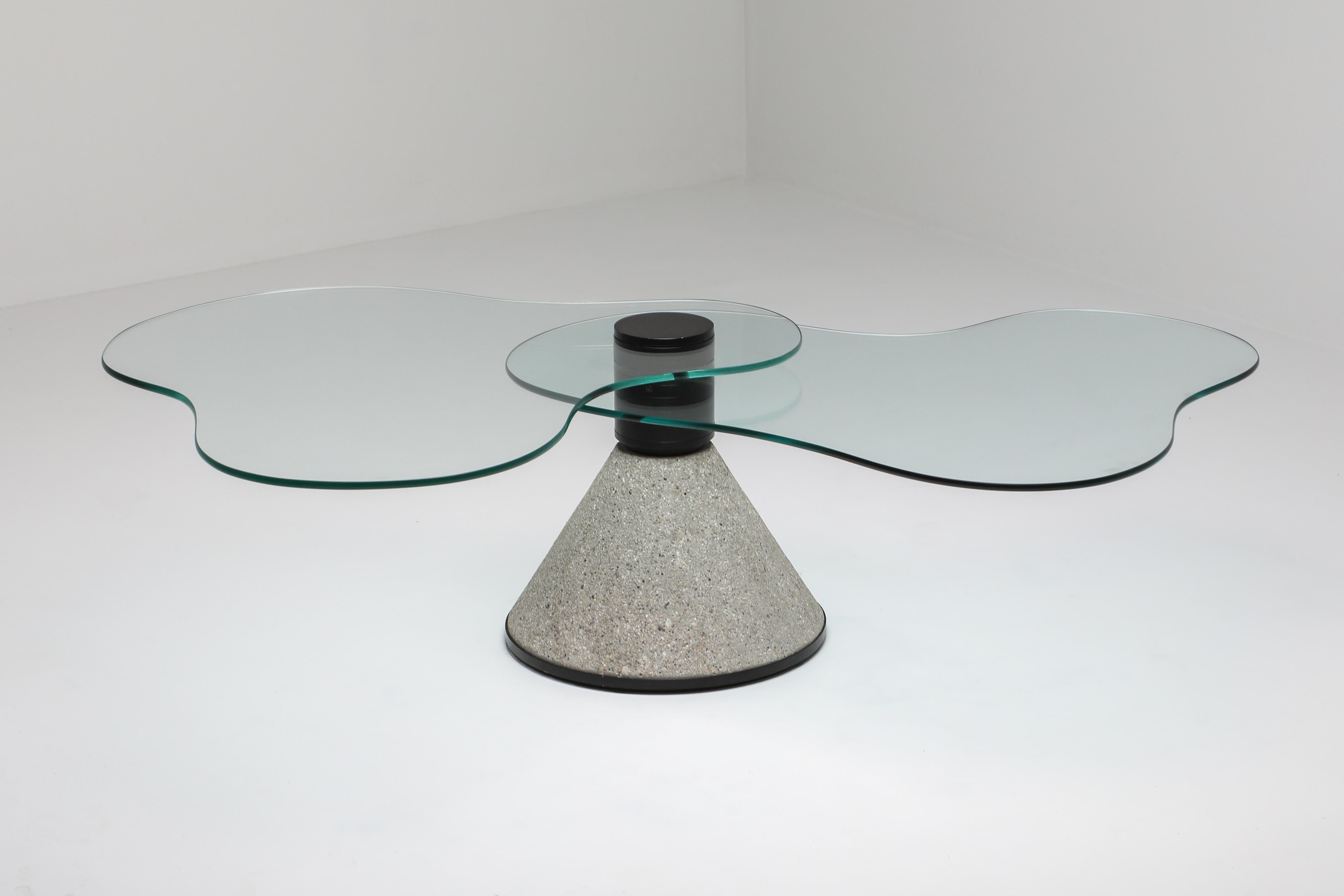 20th Century Saporiti Concrete and Glass Postmodern Coffee Table