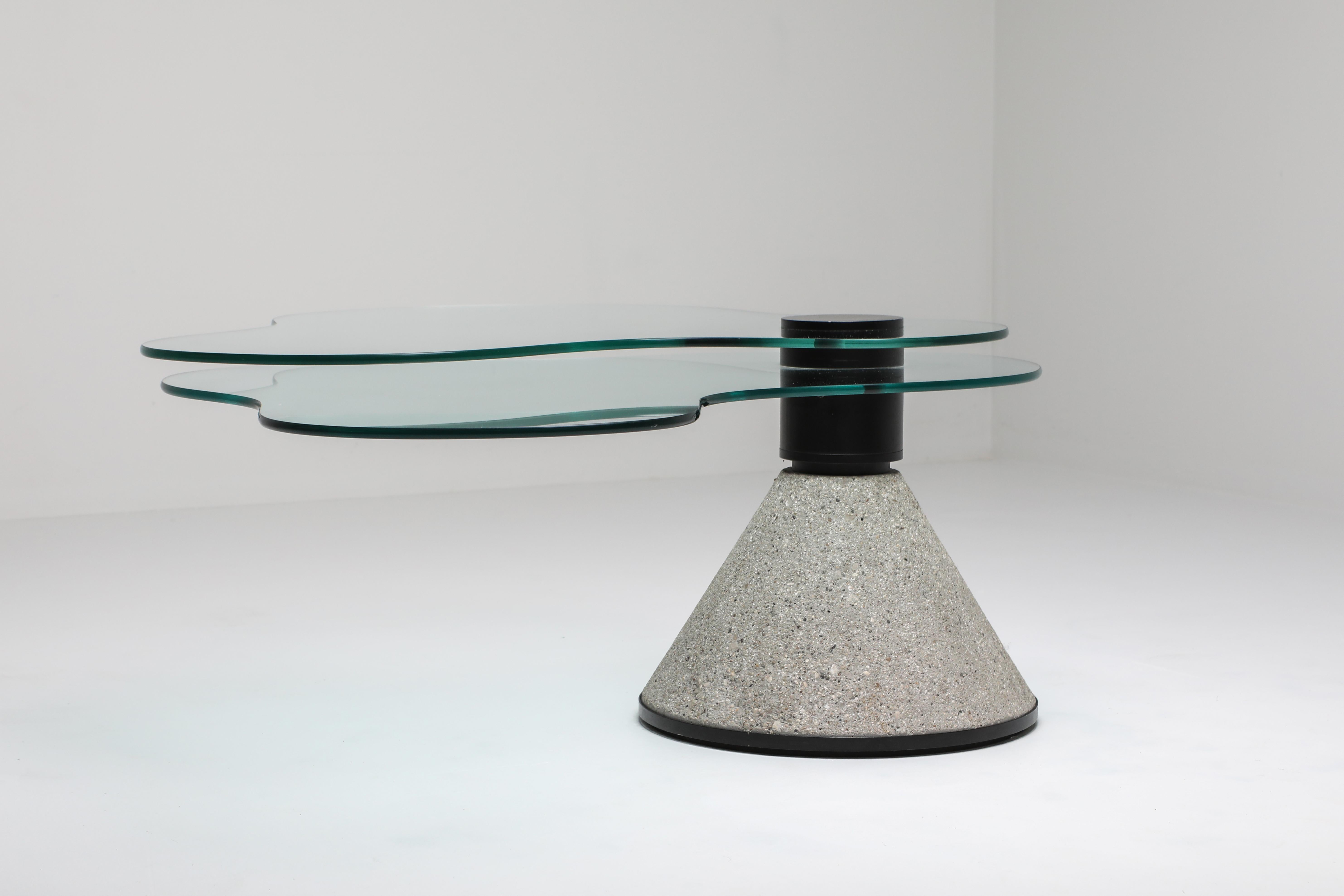 Saporiti Concrete and Glass Postmodern Coffee Table 1