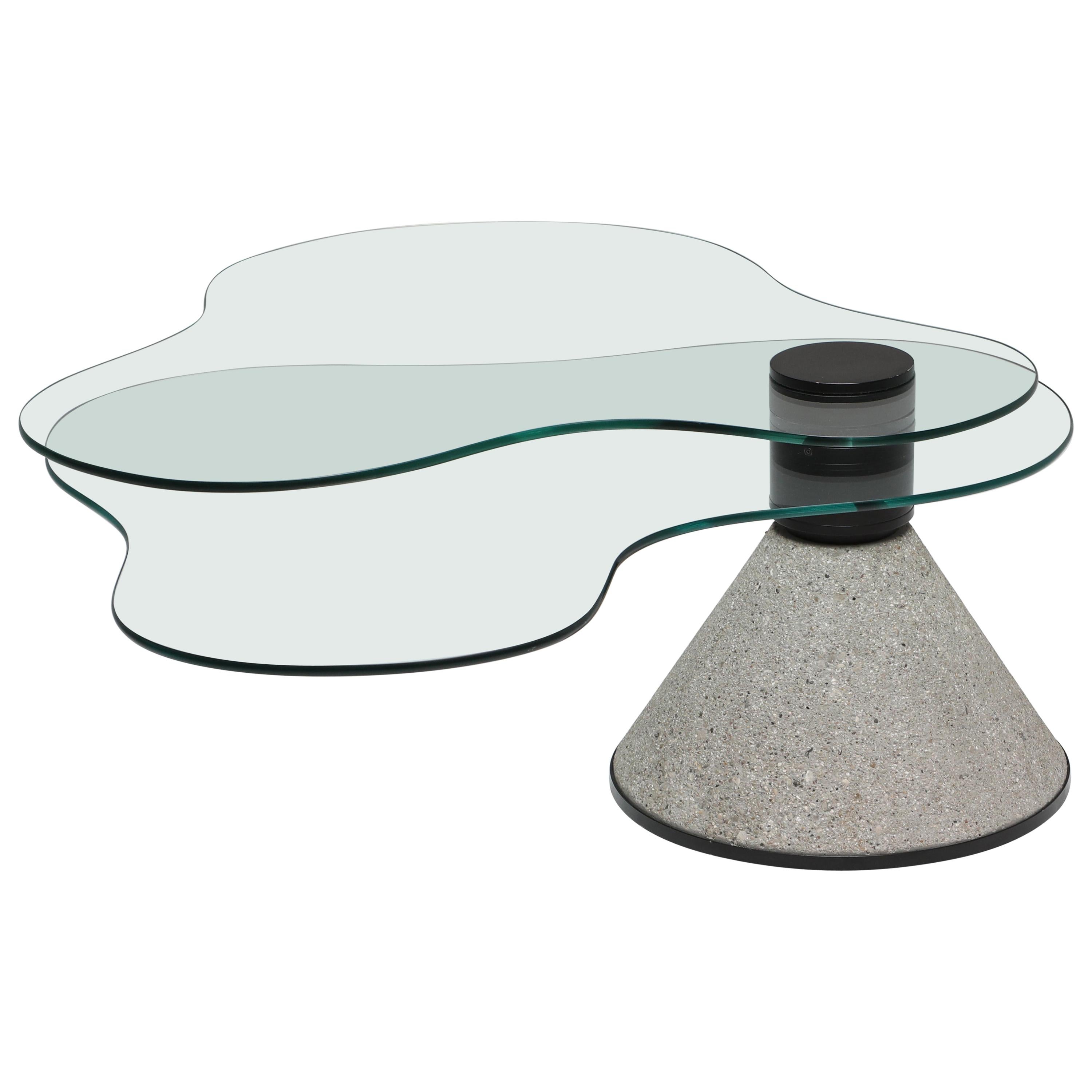 Saporiti Concrete and Glass Postmodern Coffee Table