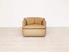 Saporiti Confidential Camel Leather Club Chair by Alberto Rosselli