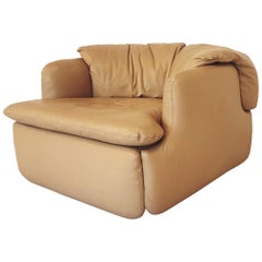 Saporiti Confidential Camel Leather Club Chair by Alberto Rosselli