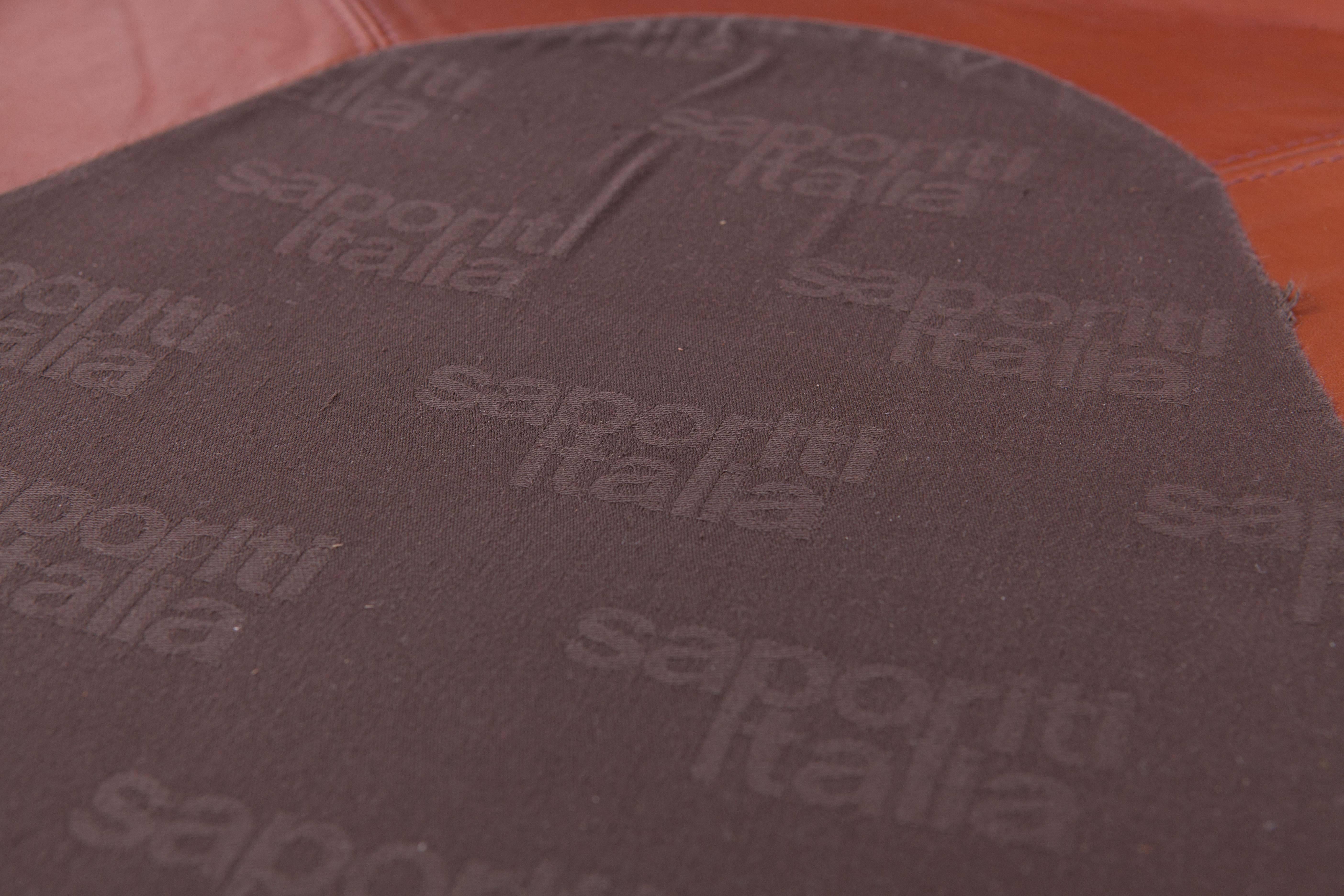 Saporiti 'Confidential' Cognac Leather Sofa by Alberto Rosselli 5