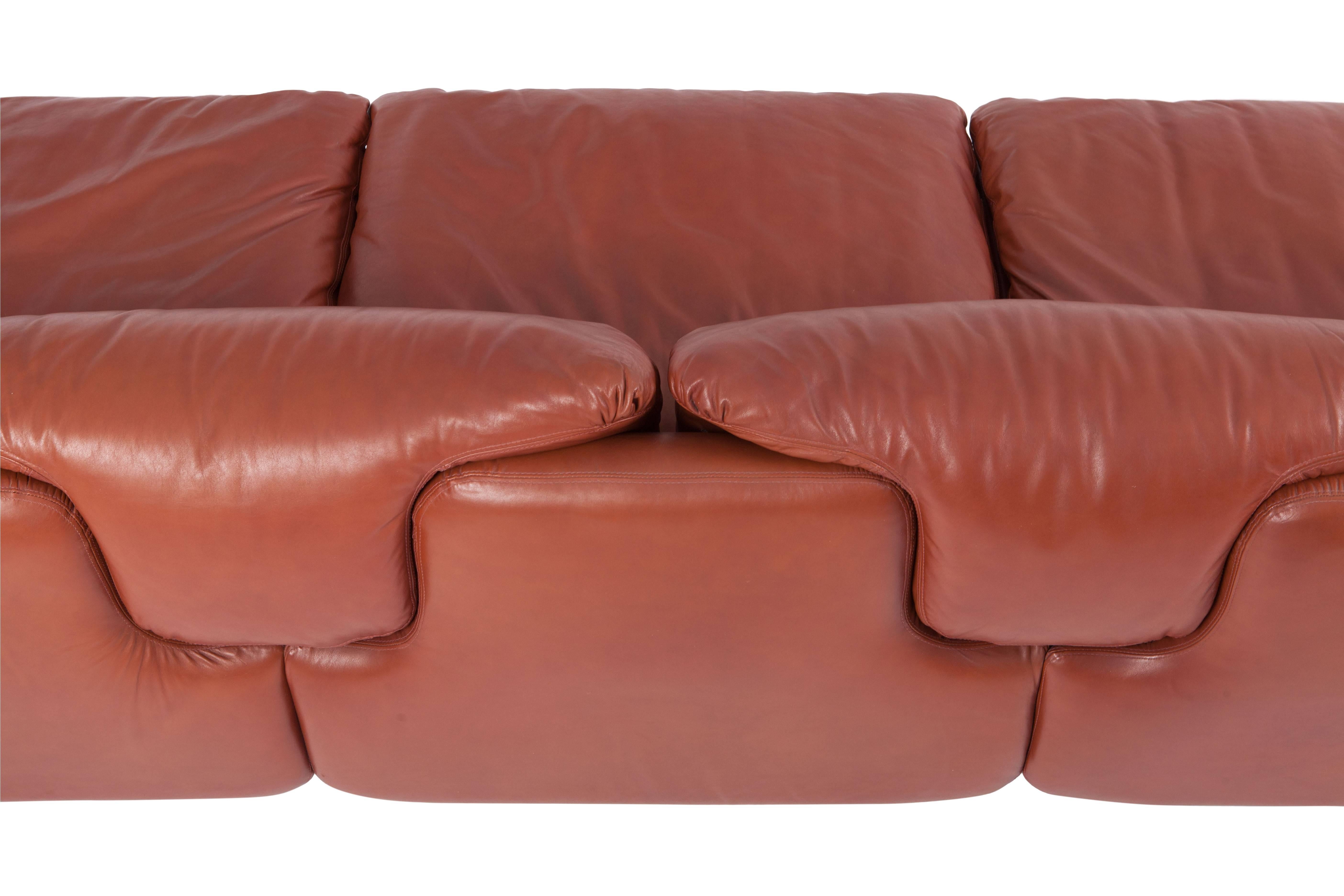 Saporiti Vertrauliches Sofa aus cognacfarbenem Leder von Alberto Rosselli 9
