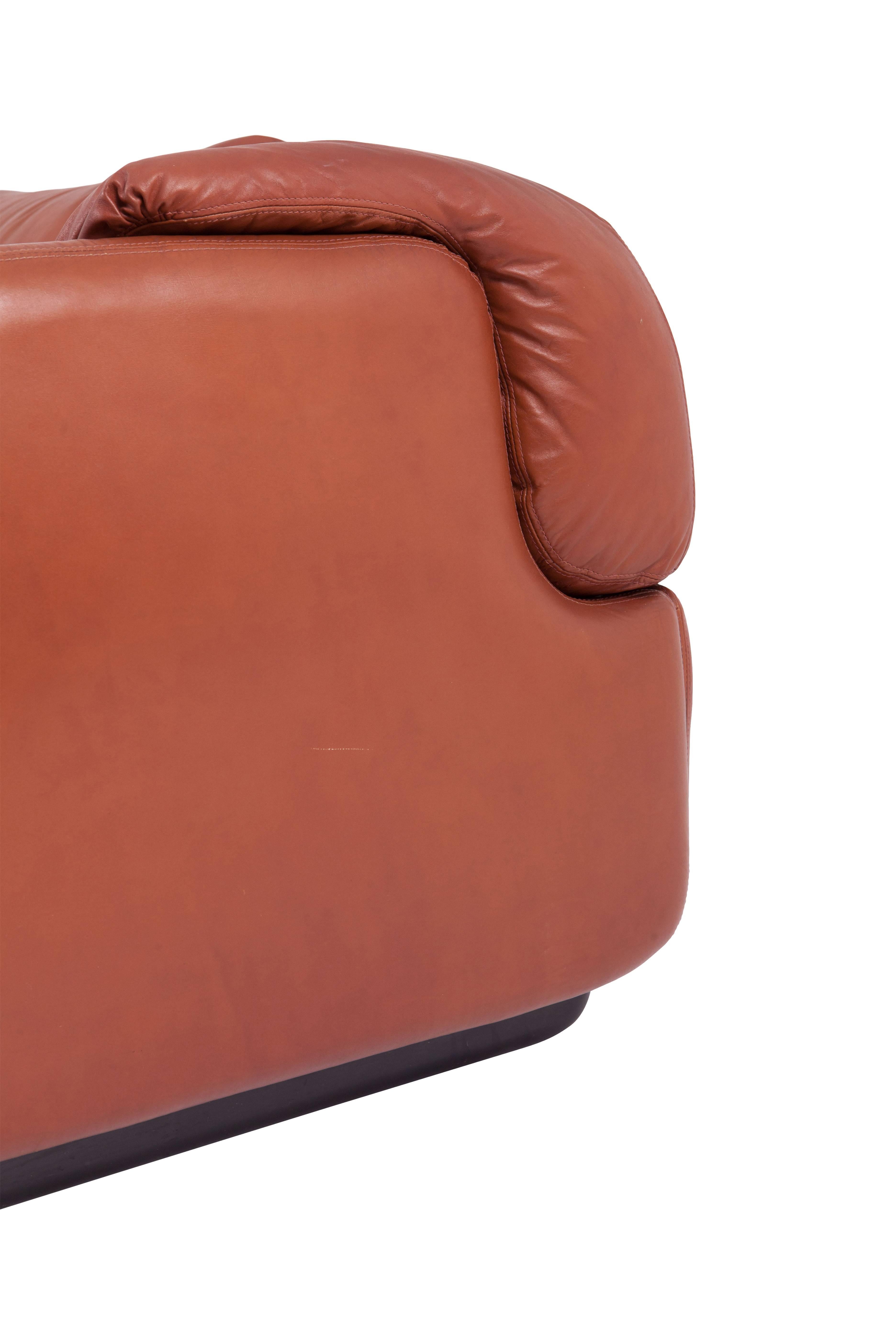 Saporiti Vertrauliches Sofa aus cognacfarbenem Leder von Alberto Rosselli 1