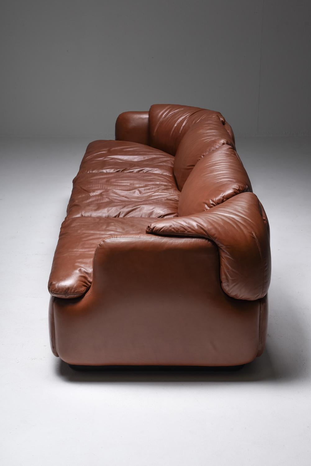 Saporiti 'Confidential' Cognac Leather Sofa by Alberto Rosselli 3
