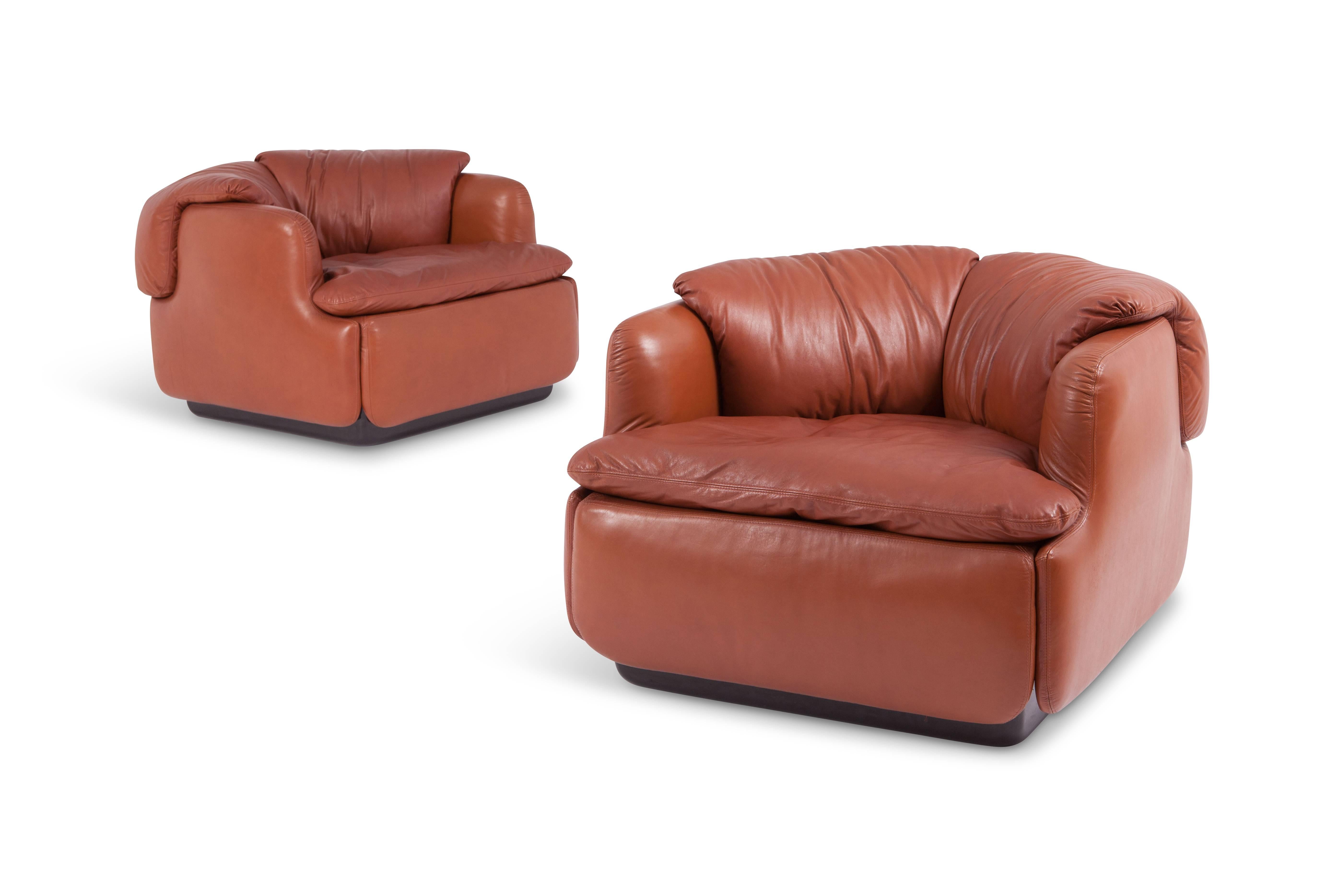 Saporiti “Confidential” Leather Club Chairs by Alberto Rosselli 1