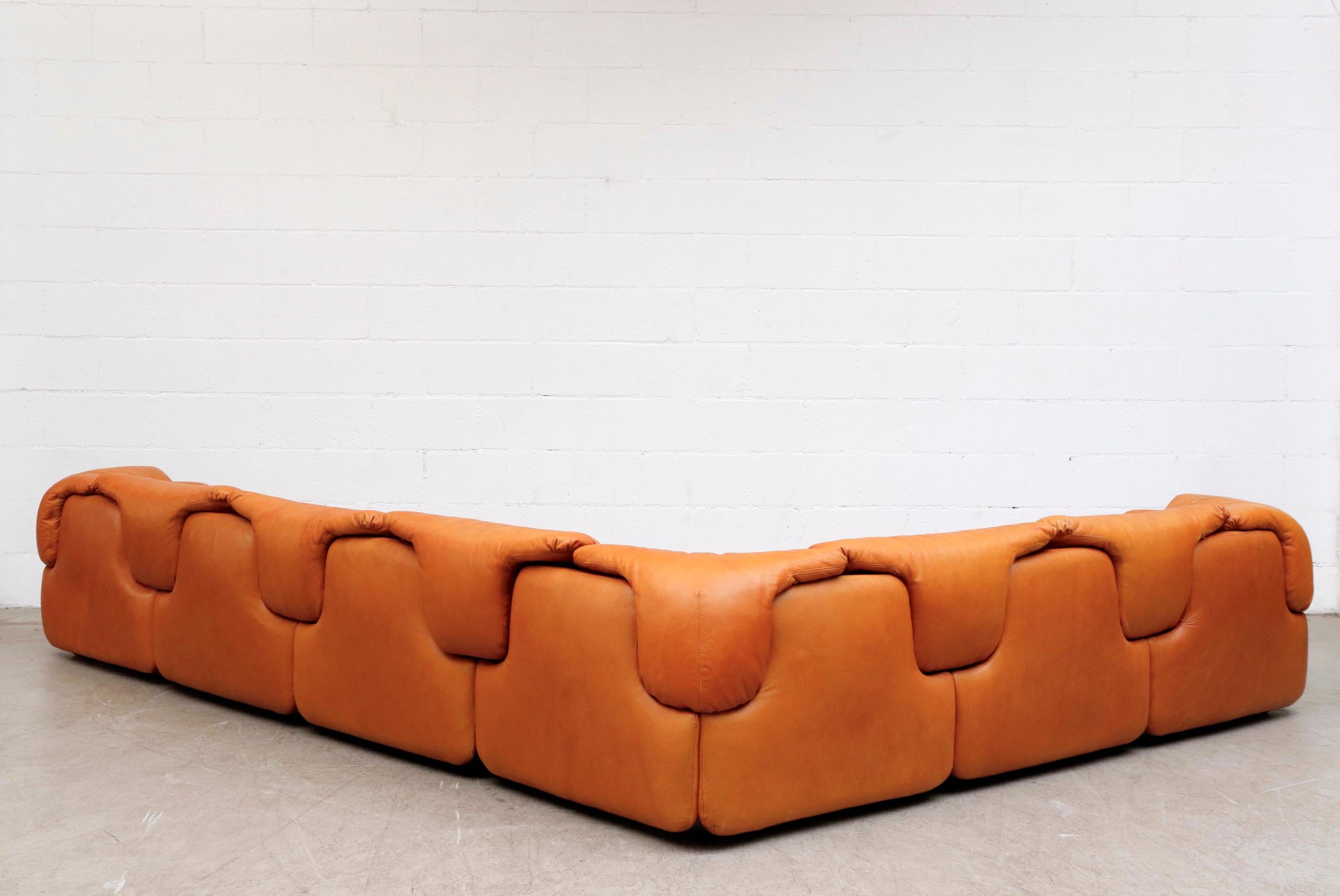 Mid-Century Modern Saporiti 'Confidential' Leather Sectional Sofa by Alberto Rosselli