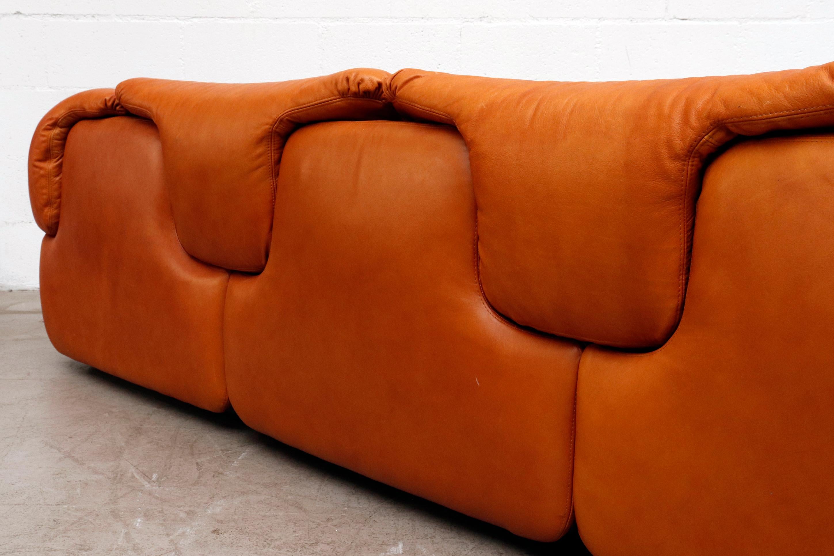 Italian Saporiti 'Confidential' Leather Sectional Sofa by Alberto Rosselli