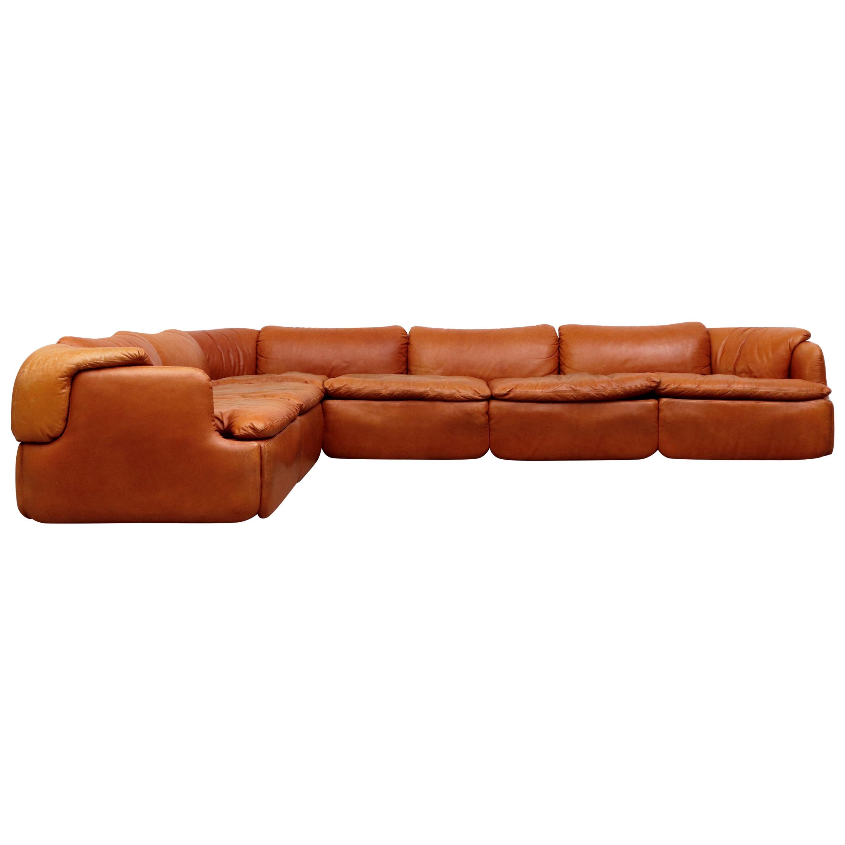 Saporiti 'Confidential' Leather Sectional Sofa by Alberto Rosselli