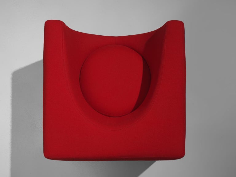 Saporiti Cube Chair with Red Upholstery For Sale at 1stDibs