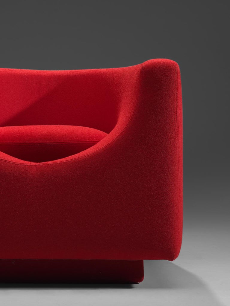 Saporiti Cube Chair with Red Upholstery For Sale at 1stDibs