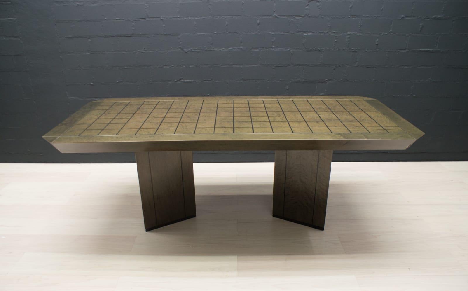 Mid-Century Modern Table de salle à manger Saporiti en érable piqué de Giovanni Offredi en vente