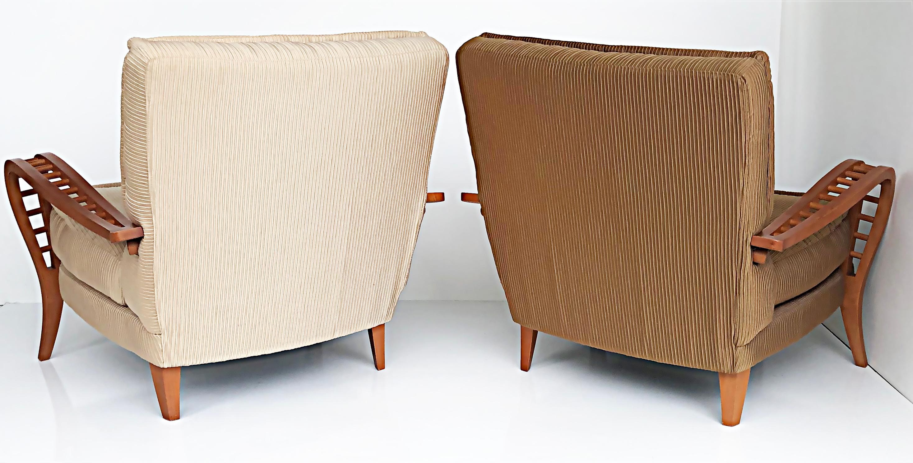 Saporiti, Il Loft Martina Club Chairs, Bergamo Etoile Fabric, Pair 5