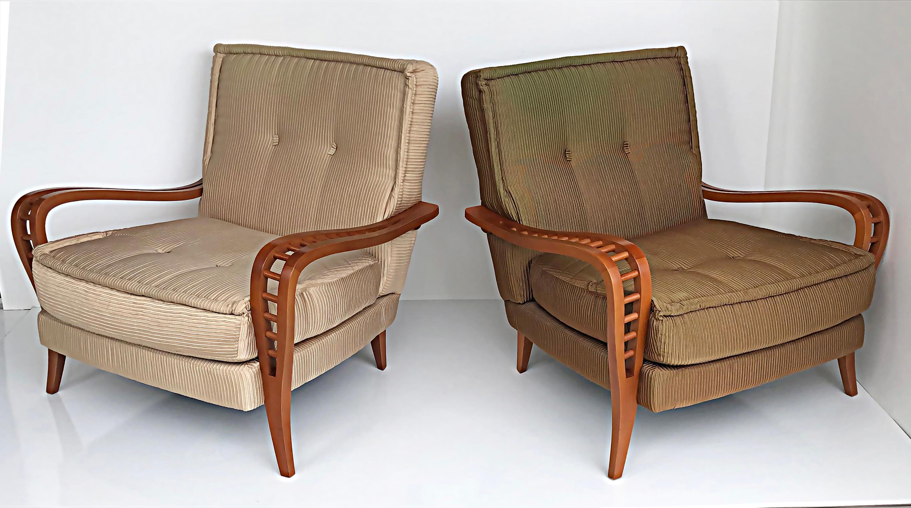 Saporiti, Il Loft Martina Club Chairs, Bergamo Etoile Fabric, Pair 9
