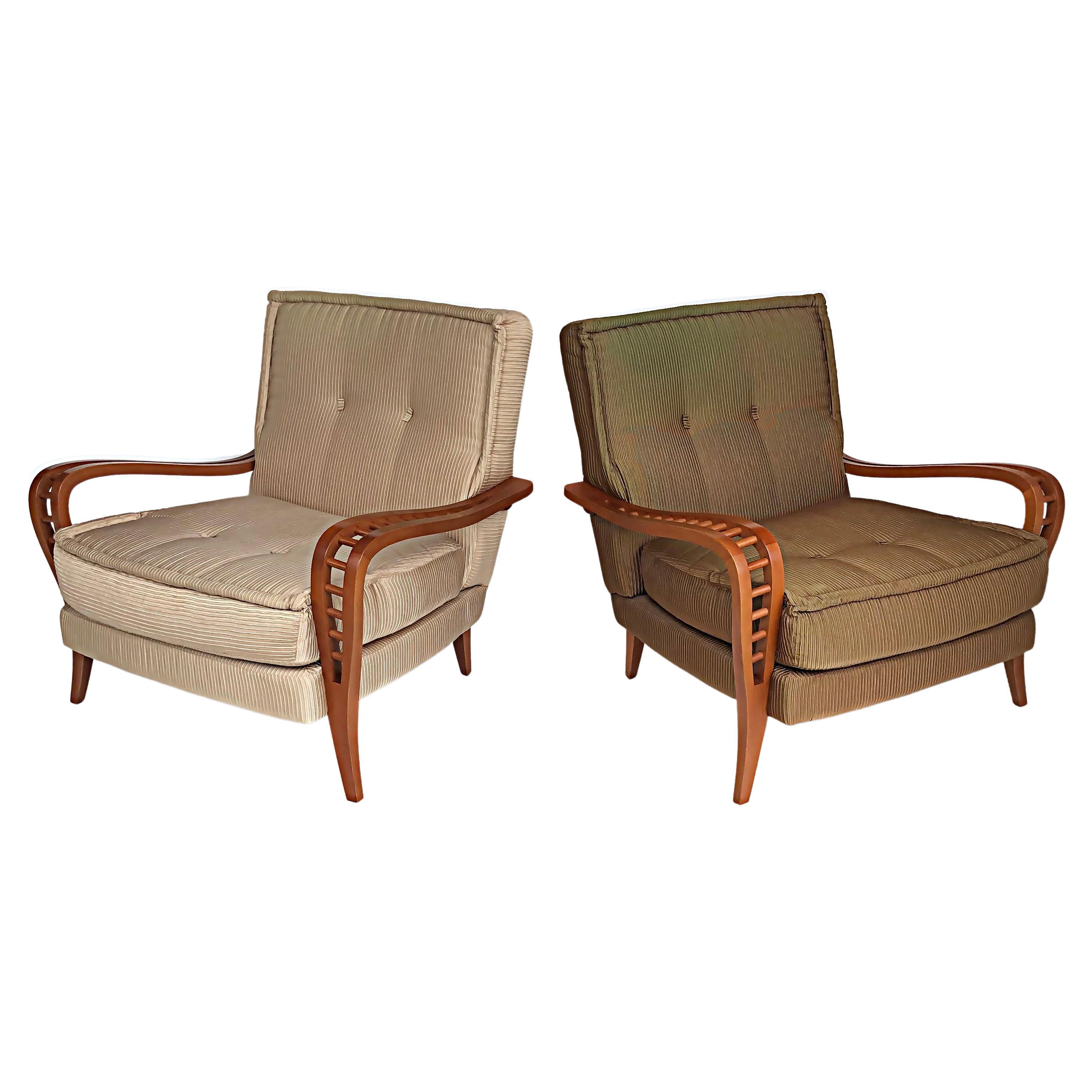 Saporiti, Il Loft Martina Club Chairs, Bergamo Etoile Fabric, Pair For Sale