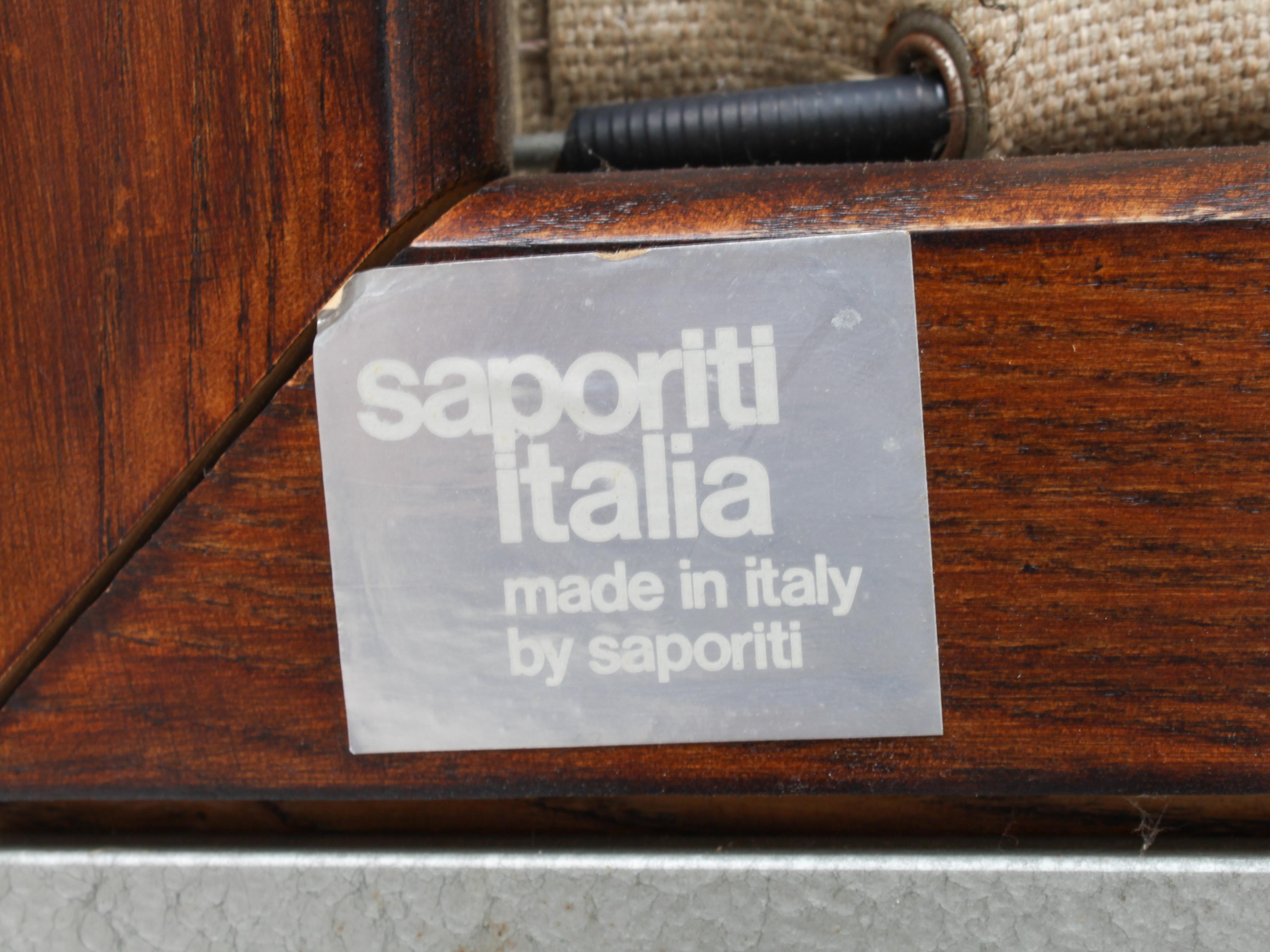 Saporiti Italia 2-Seater Sofa in Jute & Walnut, Attrib. to Carlo Bartoli, 1970s 11