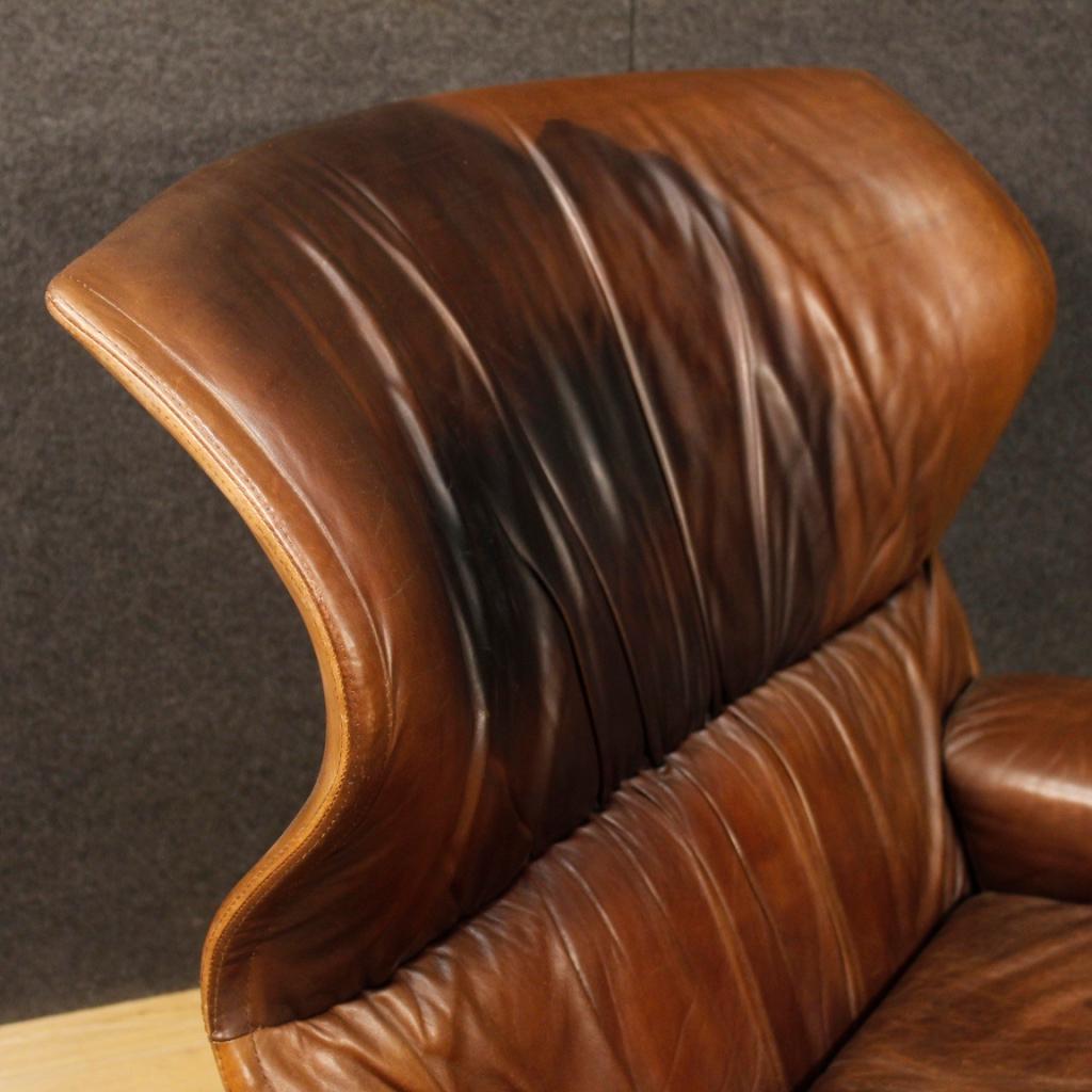 Saporiti Italia 20th Century Brown Leather Italian Design Armchair, 1970 6