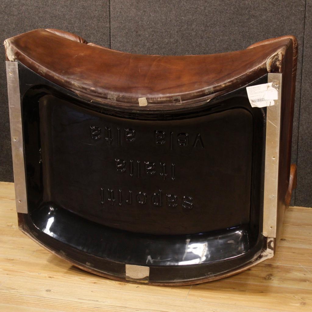 Saporiti Italia 20th Century Brown Leather Italian Design Armchair, 1970 3