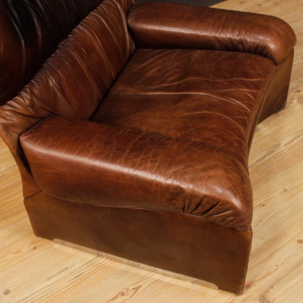 Saporiti Italia 20th Century Brown Leather Italian Design Armchair, 1970 5