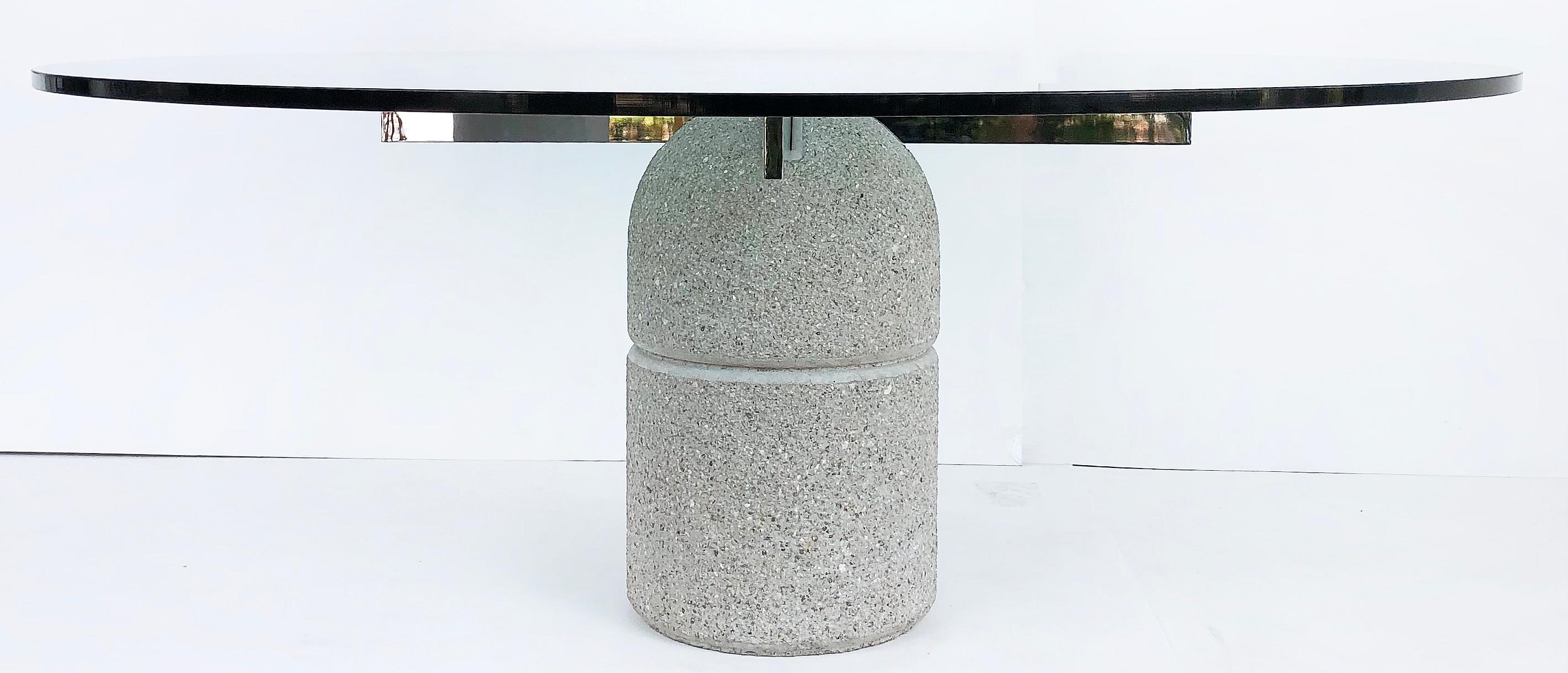 Post-Modern Saporiti Italia Concrete, Chrome, Glass Dining Table For Sale