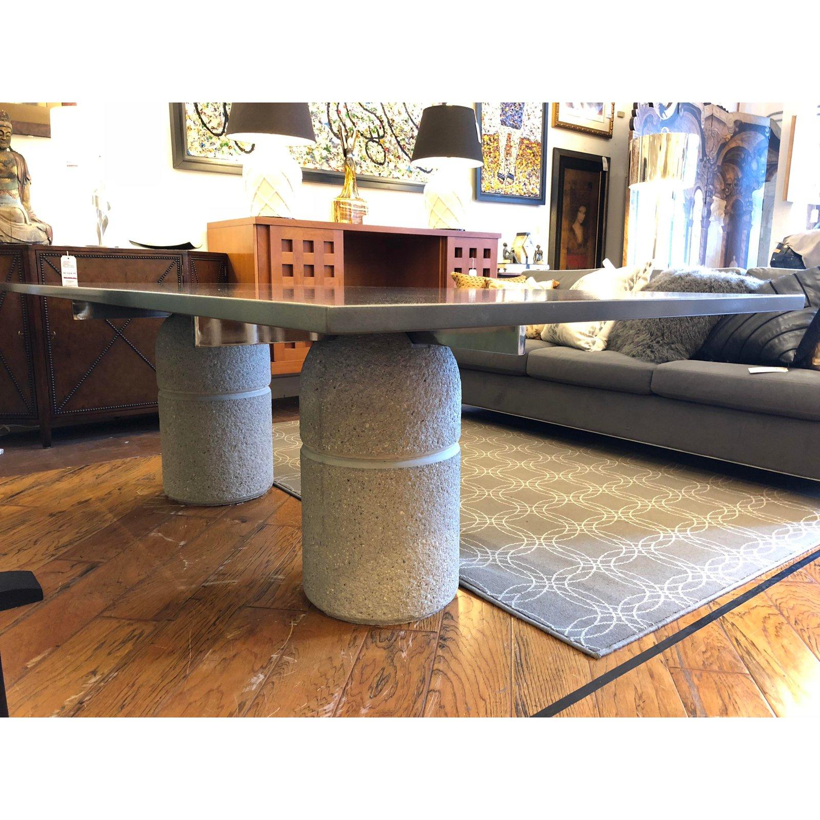Late 20th Century Saporiti Italia Giovanni Offredi Paracarro Double Pedestal Dining Table For Sale