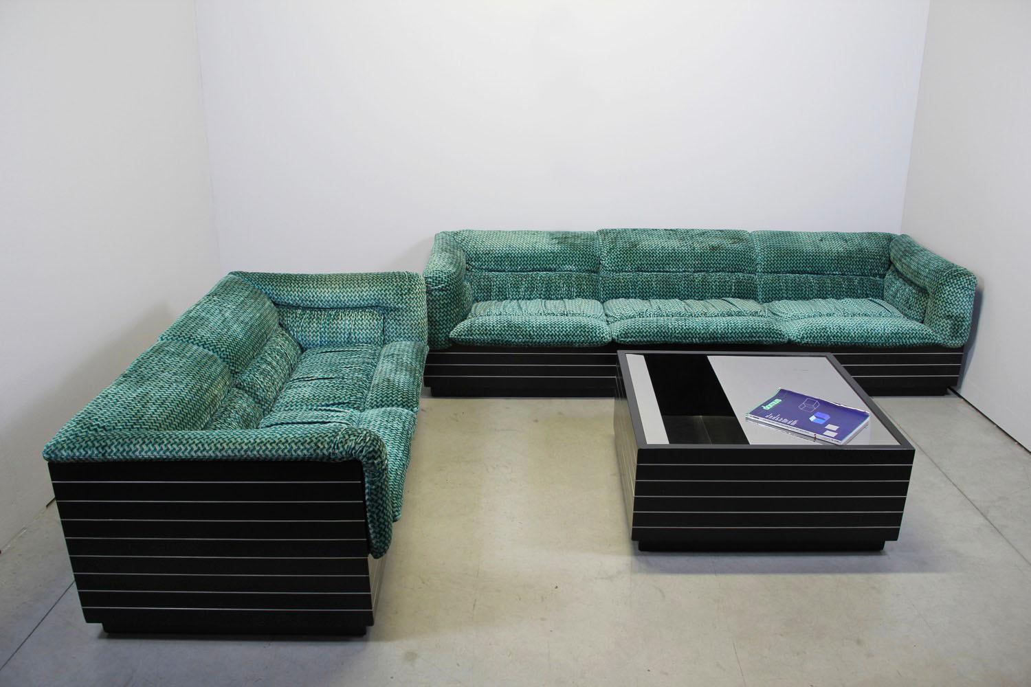 Saporiti Italia Living Room Set of 2 Sofas and Table, 1970s 6