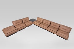 Saporiti Italia Modular Leather Sofa, 1970s
