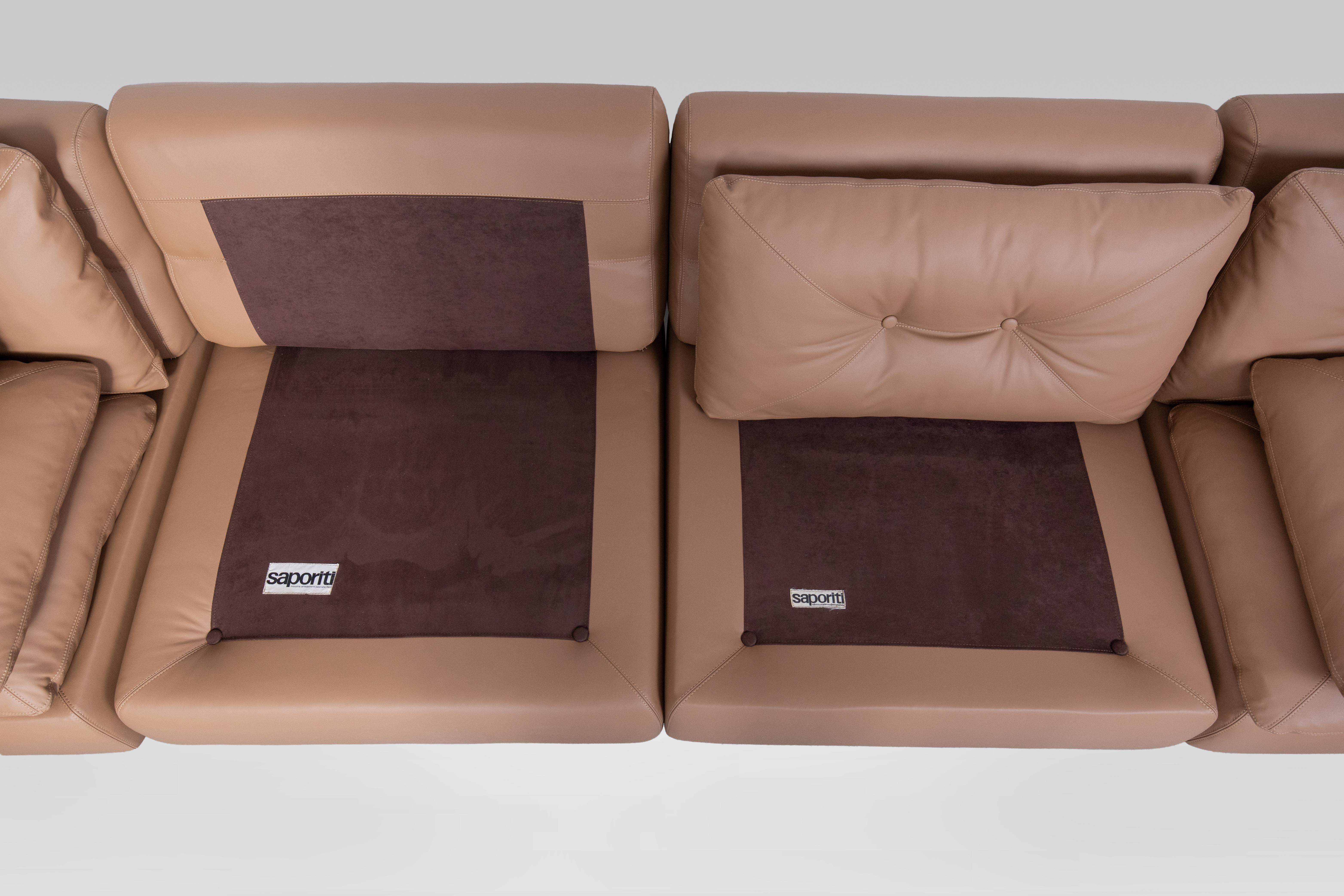 Saporiti Italia Modular Leather Sofa, 1970s For Sale 1
