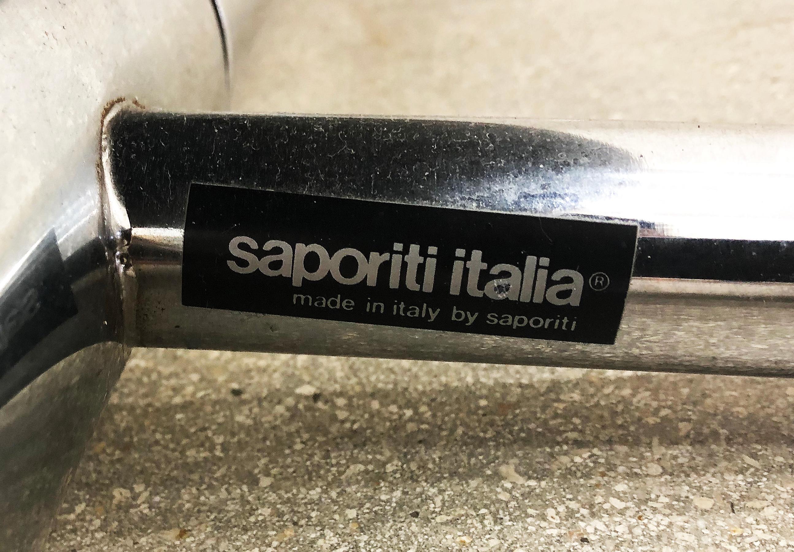 Sofa aus gepolstertem Leder und Edelstahl von Saporiti Italia im Angebot 3