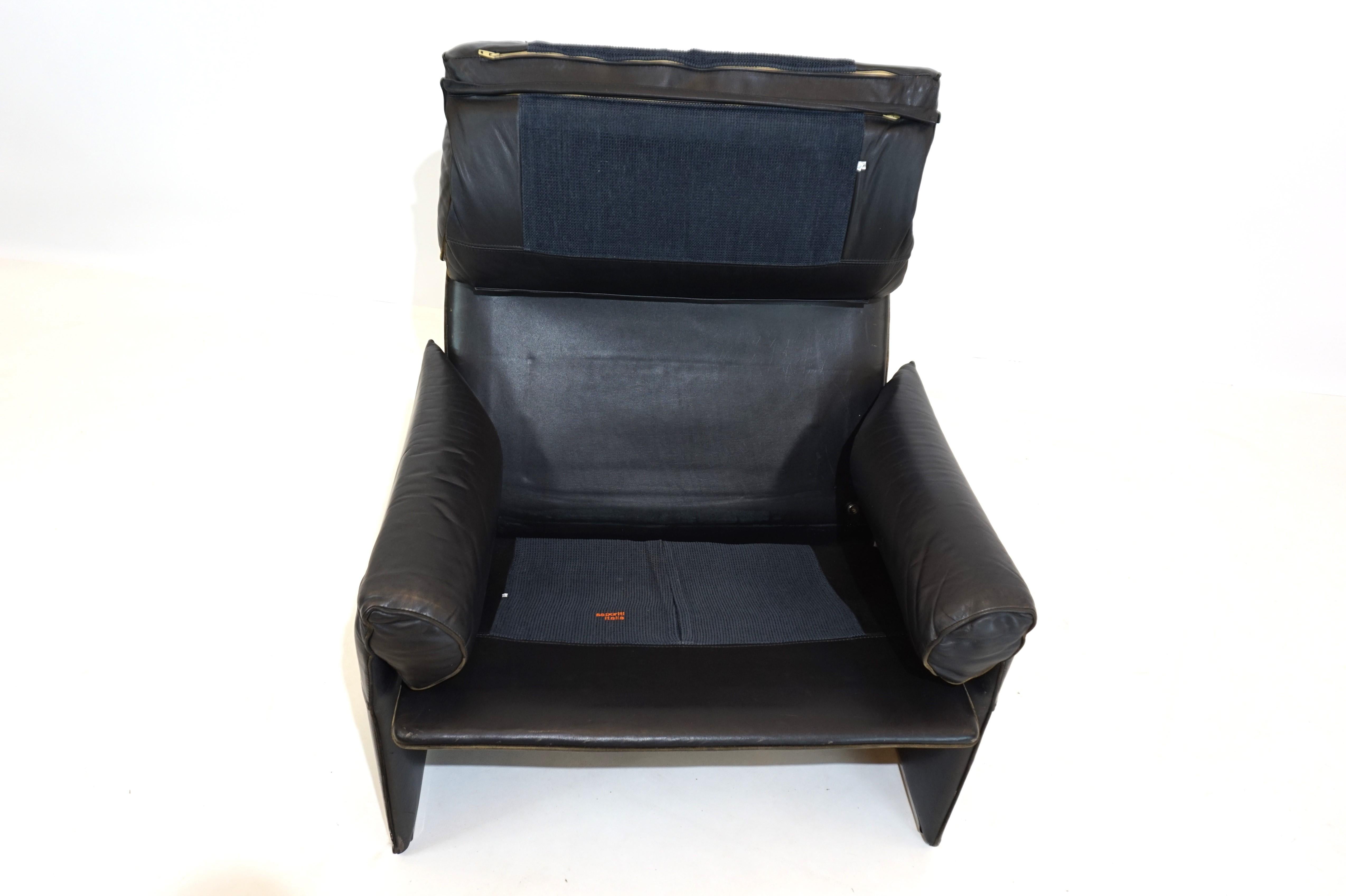 Saporiti Italia set de 2 fauteuils en cuir par Giovanni Offredi en vente 5