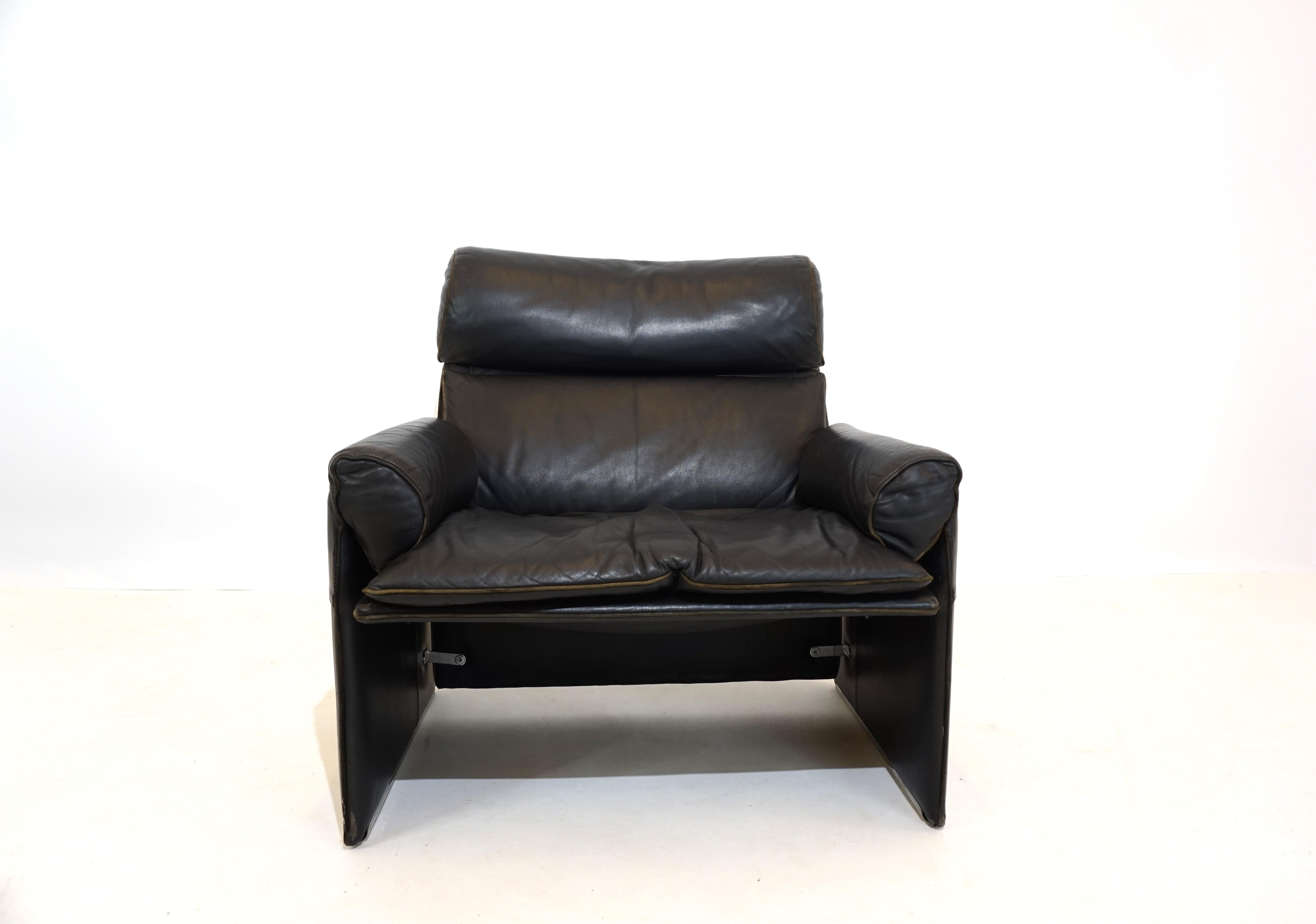 Saporiti Italia set de 2 fauteuils en cuir par Giovanni Offredi en vente 9