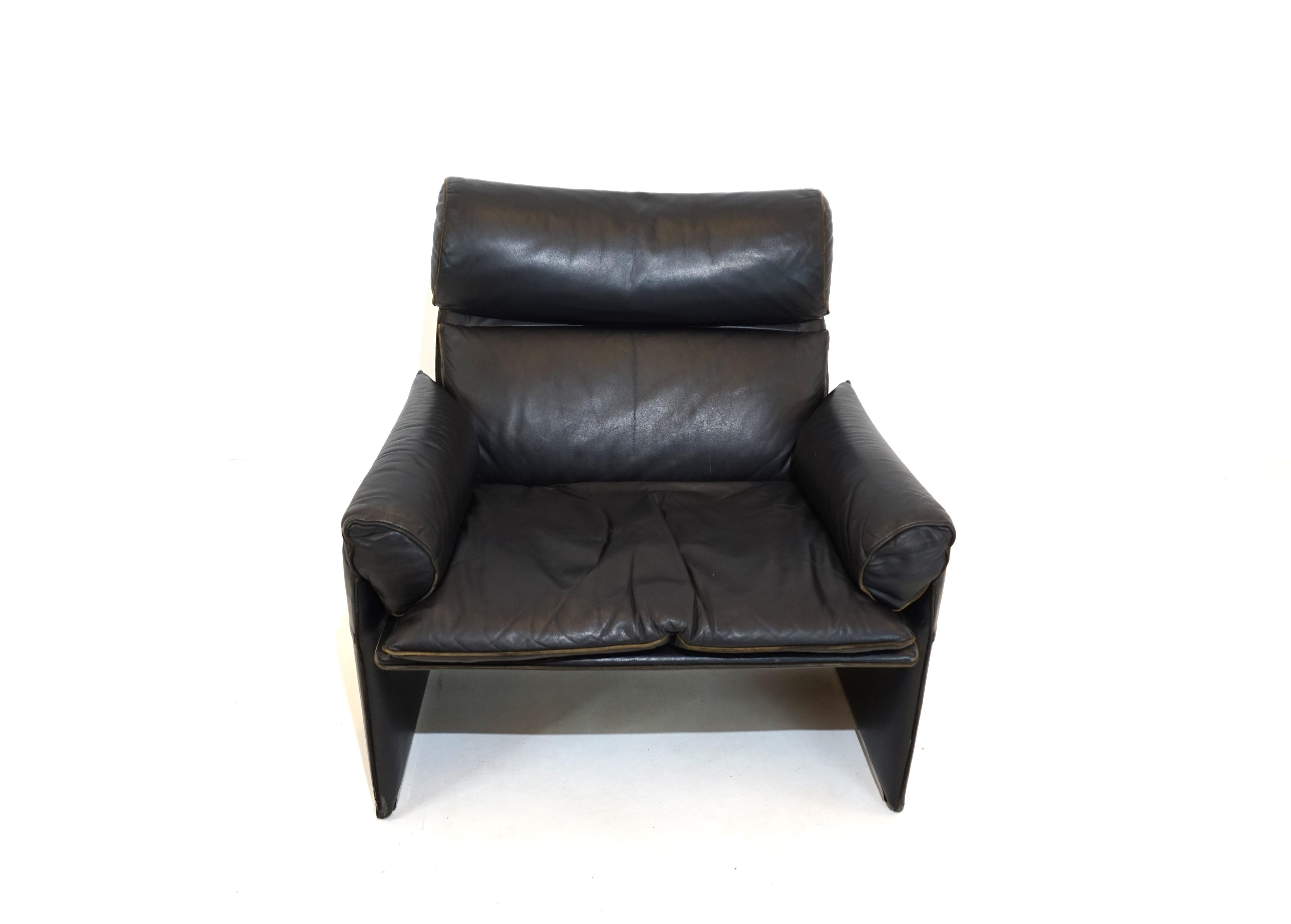 Saporiti Italia set de 2 fauteuils en cuir par Giovanni Offredi en vente 10