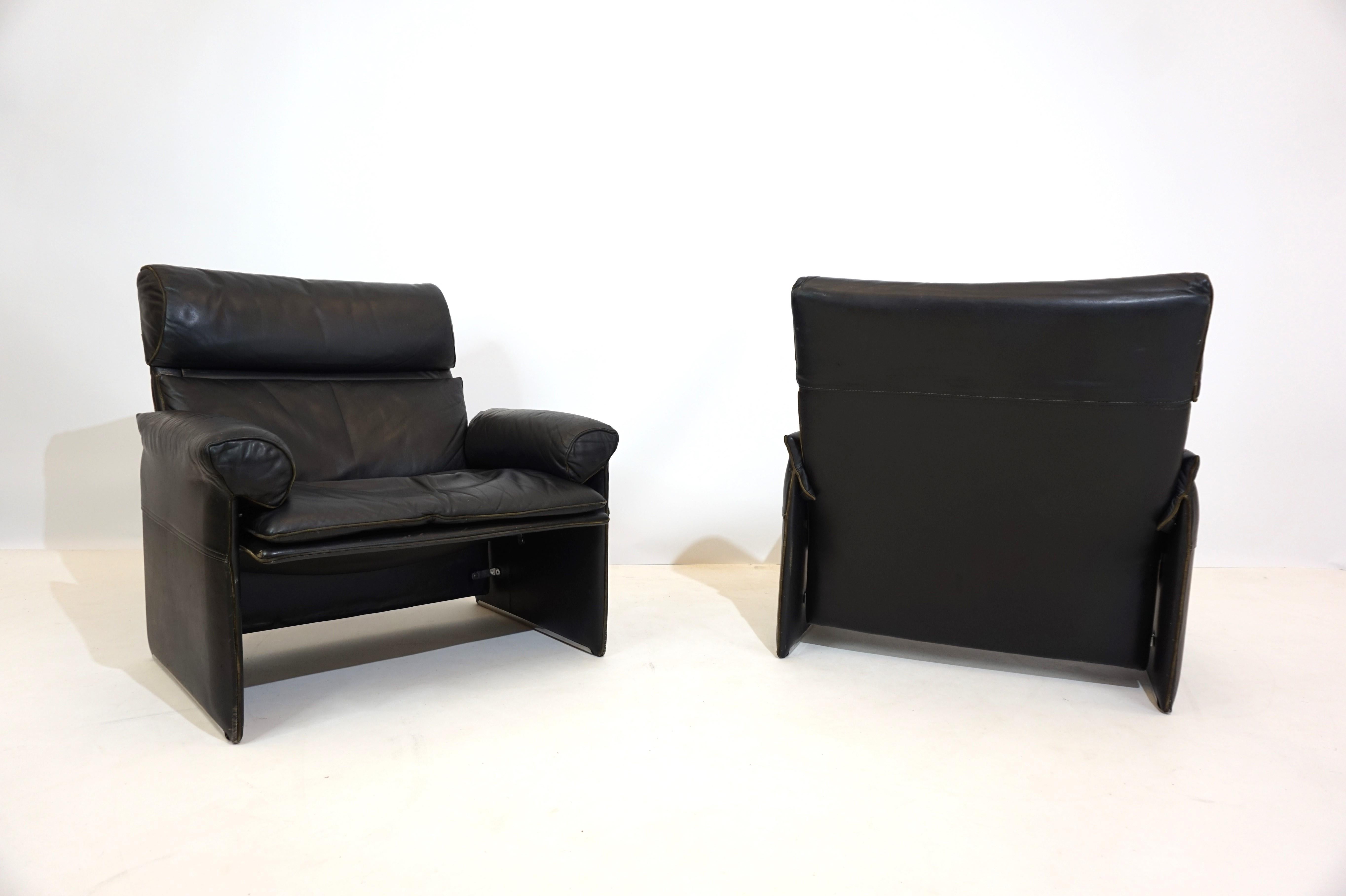 Saporiti Italia set de 2 fauteuils en cuir par Giovanni Offredi en vente 1