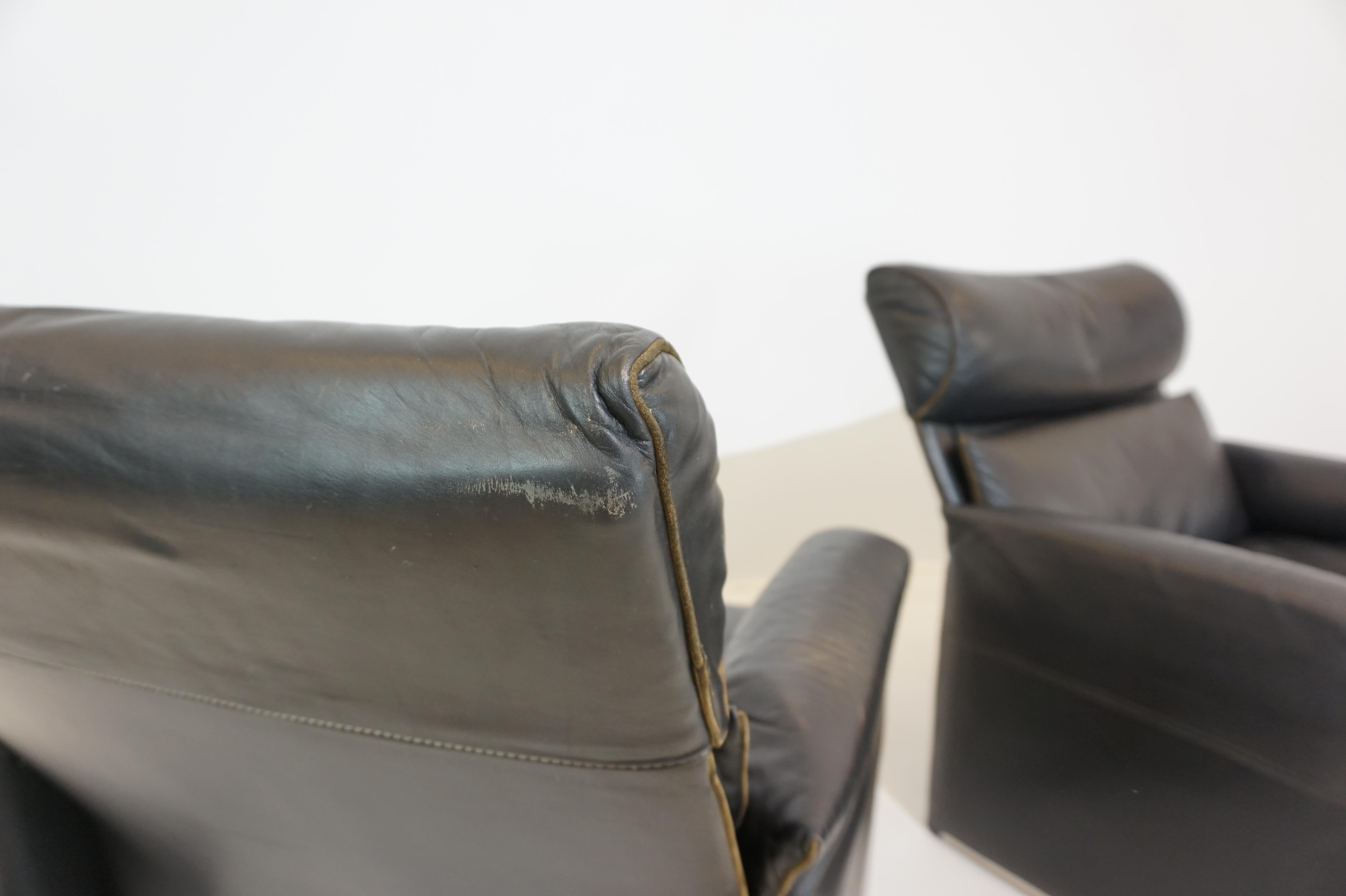 Saporiti Italia set de 2 fauteuils en cuir par Giovanni Offredi en vente 2