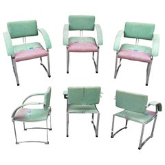 Saporiti Italia - Ensemble de 6 fauteuils en acier chromé